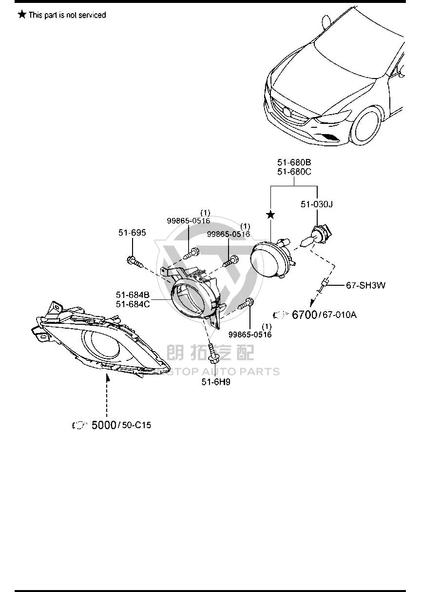 Front Fog Lamp Bracket Right GV9B5-1684 GV9B51684 for Mazda Mazda6 Atenza