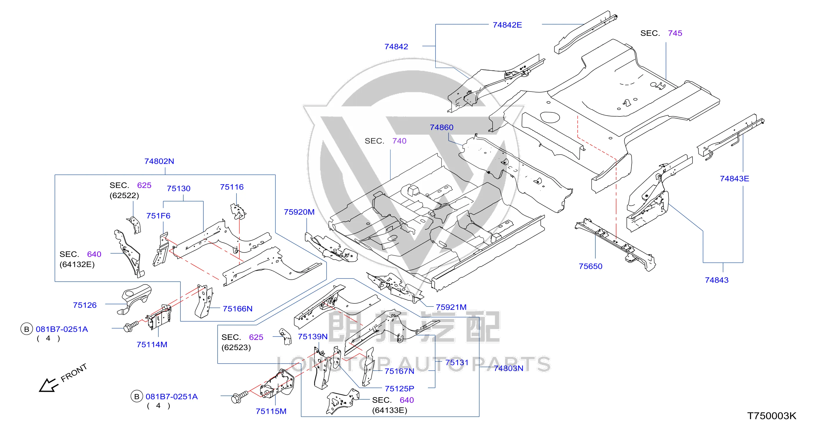 Front Longitudinal Beam Bracket Left G51F1-3DBMA G51F13DBMA for Nissan
