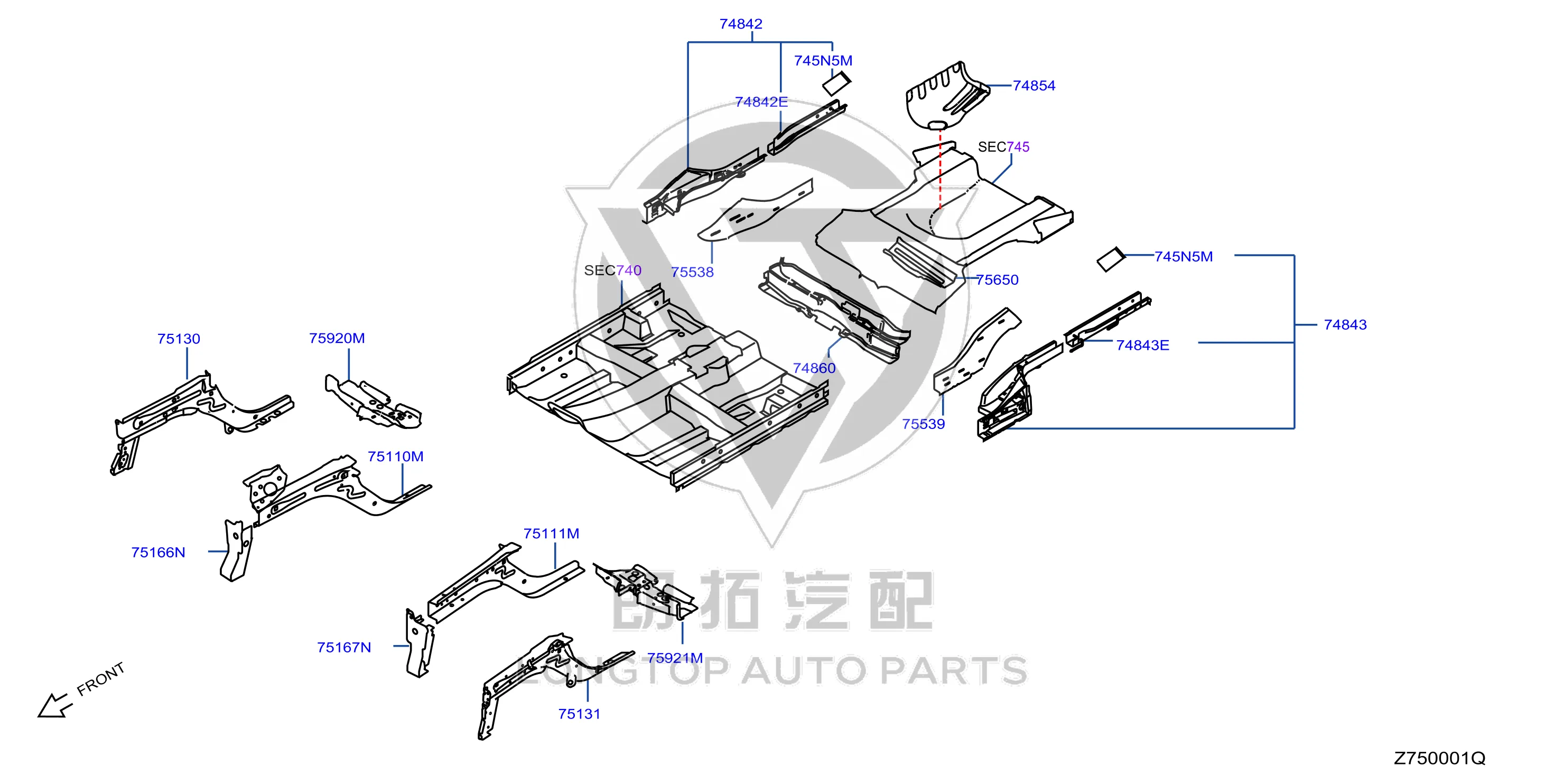 Front Longitudinal Beam Bracket Left G51F1-6LAMA G51F16LAMA for Nissan