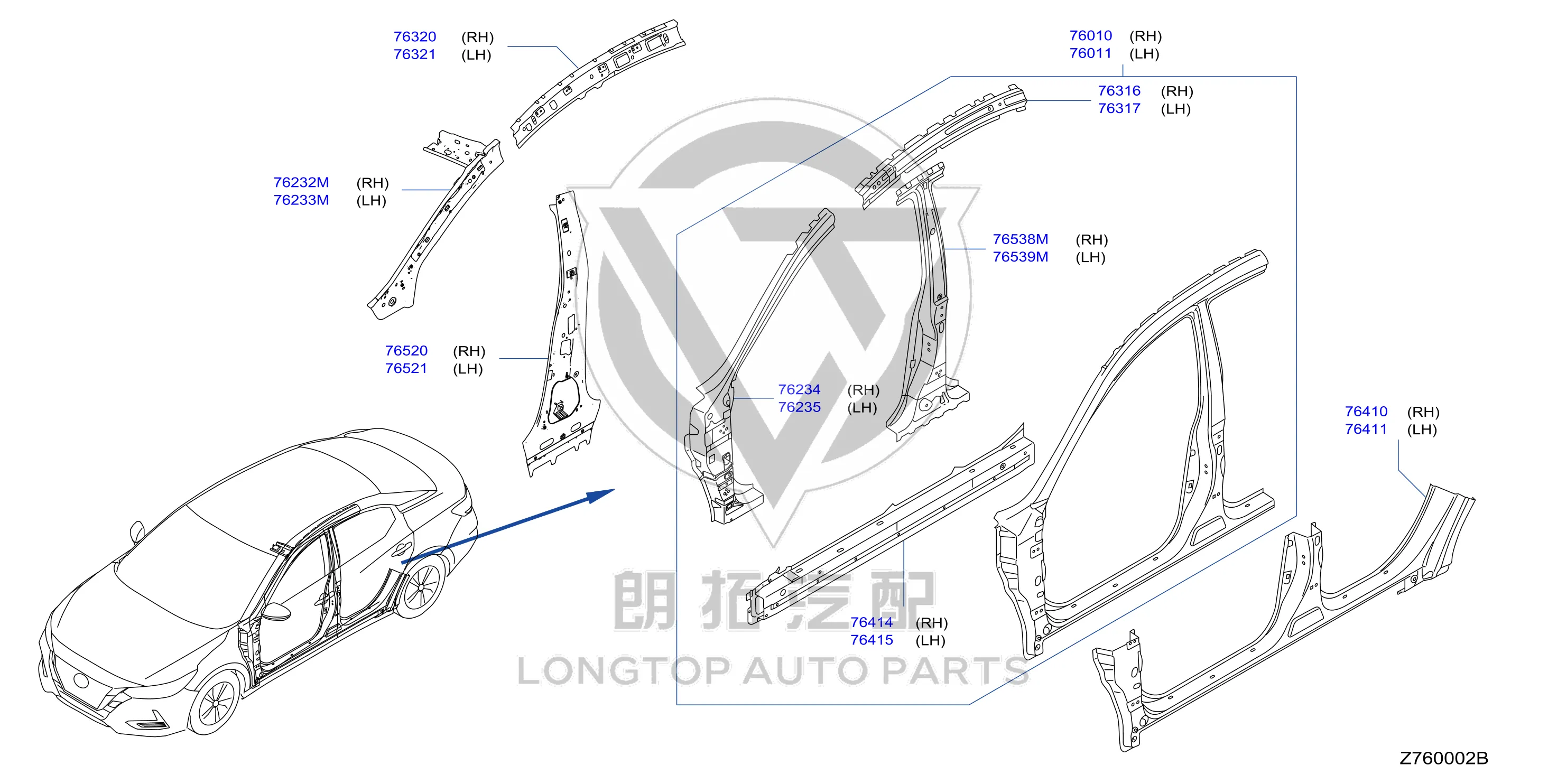Side Sill Outer Panel Right G6410-6LAMA G64106LAMA for Nissan