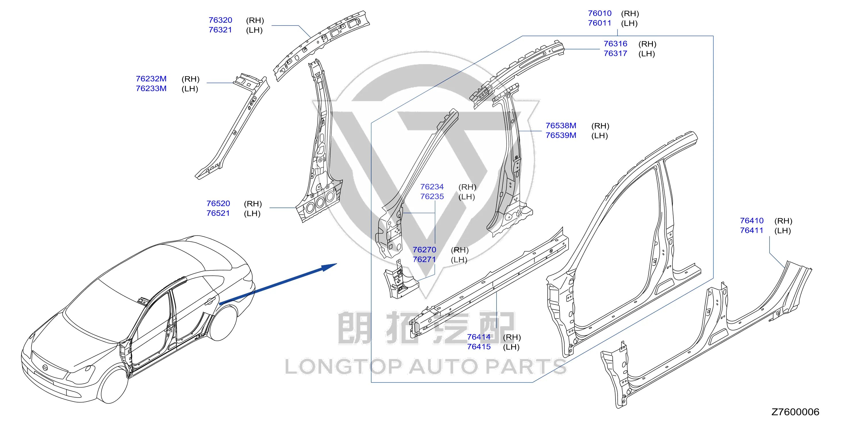 Side Wall Outer Panel Front Left G6031-EW8MA G6031EW8MA for Nissan