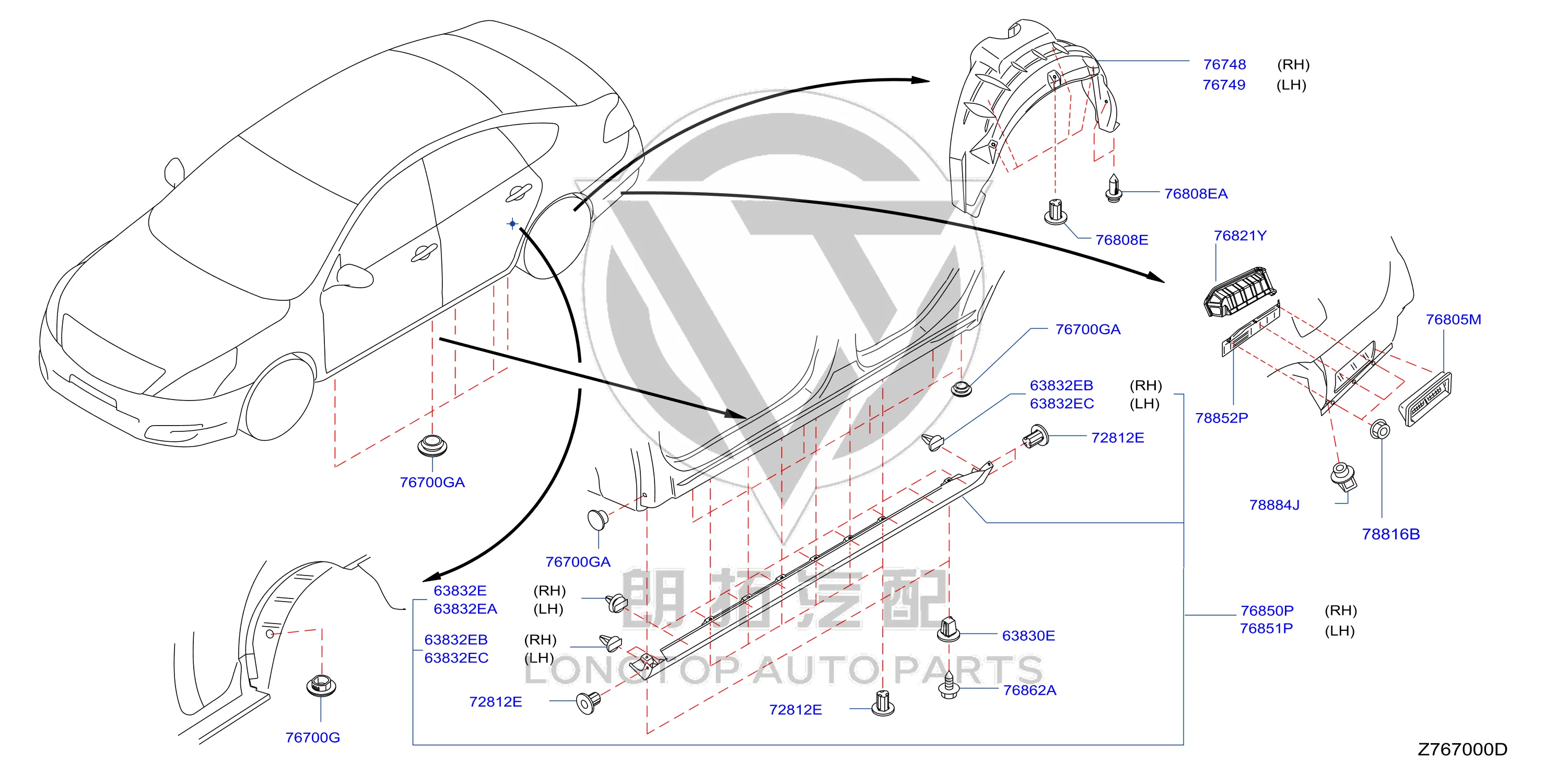 Large Bottom Side Right G6850-2DRMB G68502DRMB for Nissan