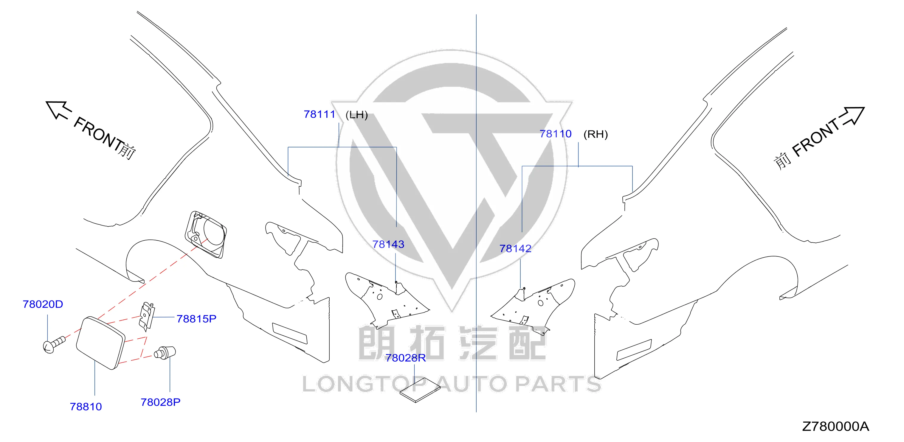 Rear Fender Right G8100-3AWMB G81003AWMB for Nissan