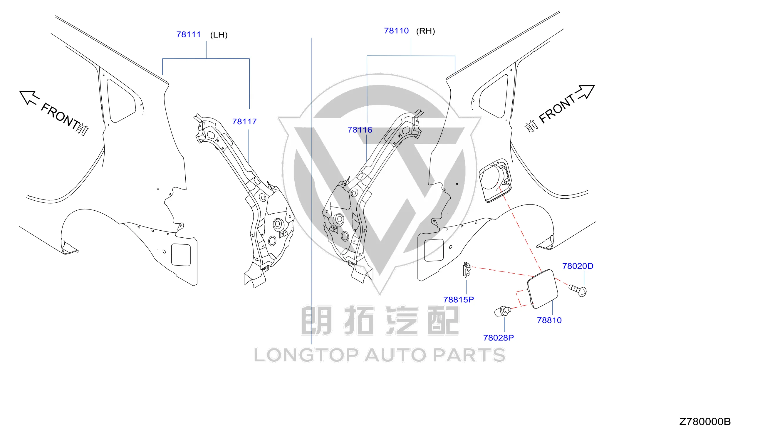 Rear Fender Right G8100-3DNMA G81003DNMA for Nissan