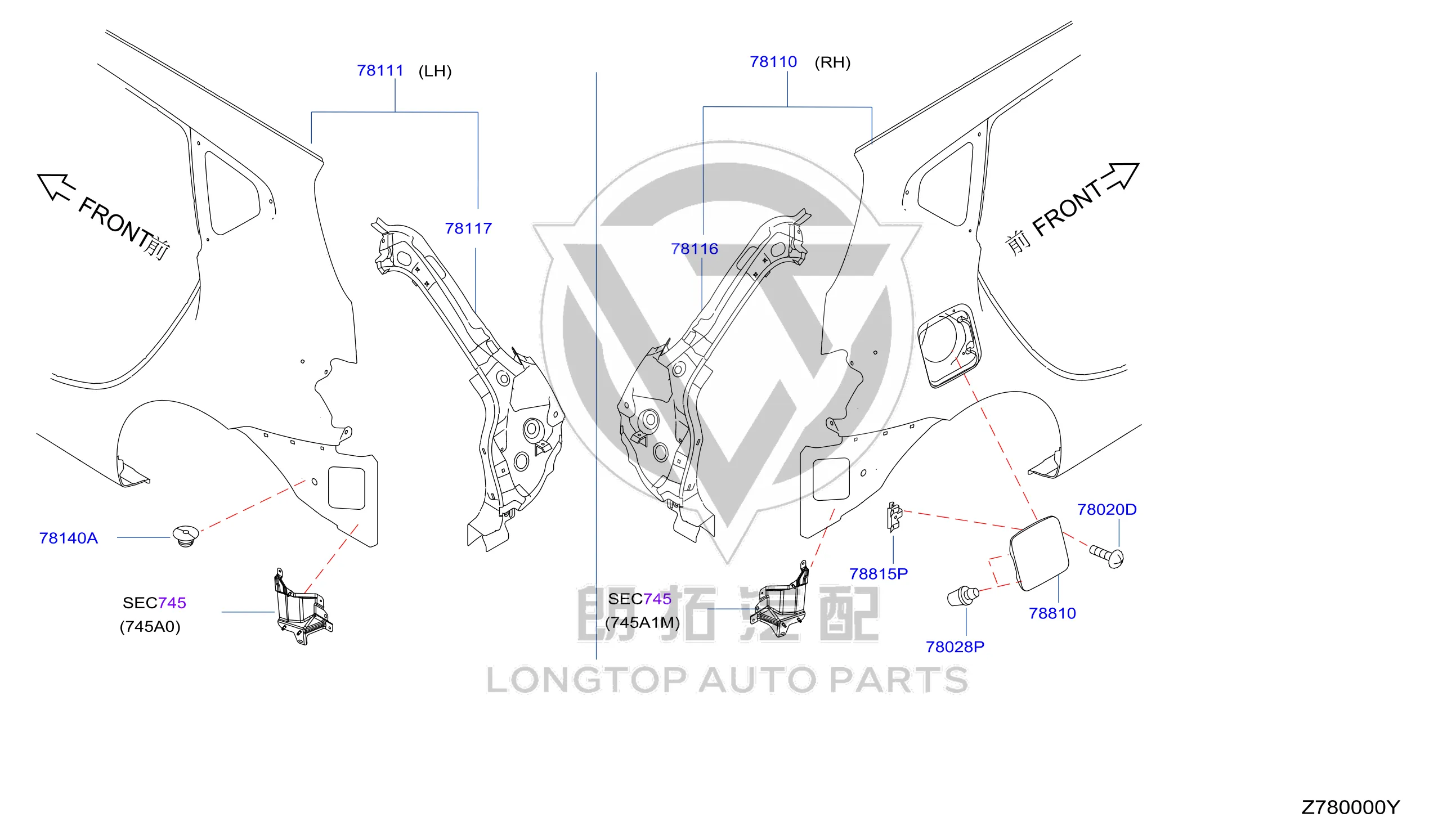 Rear Fender Right G8100-4DWM A G81004DWMA for Nissan