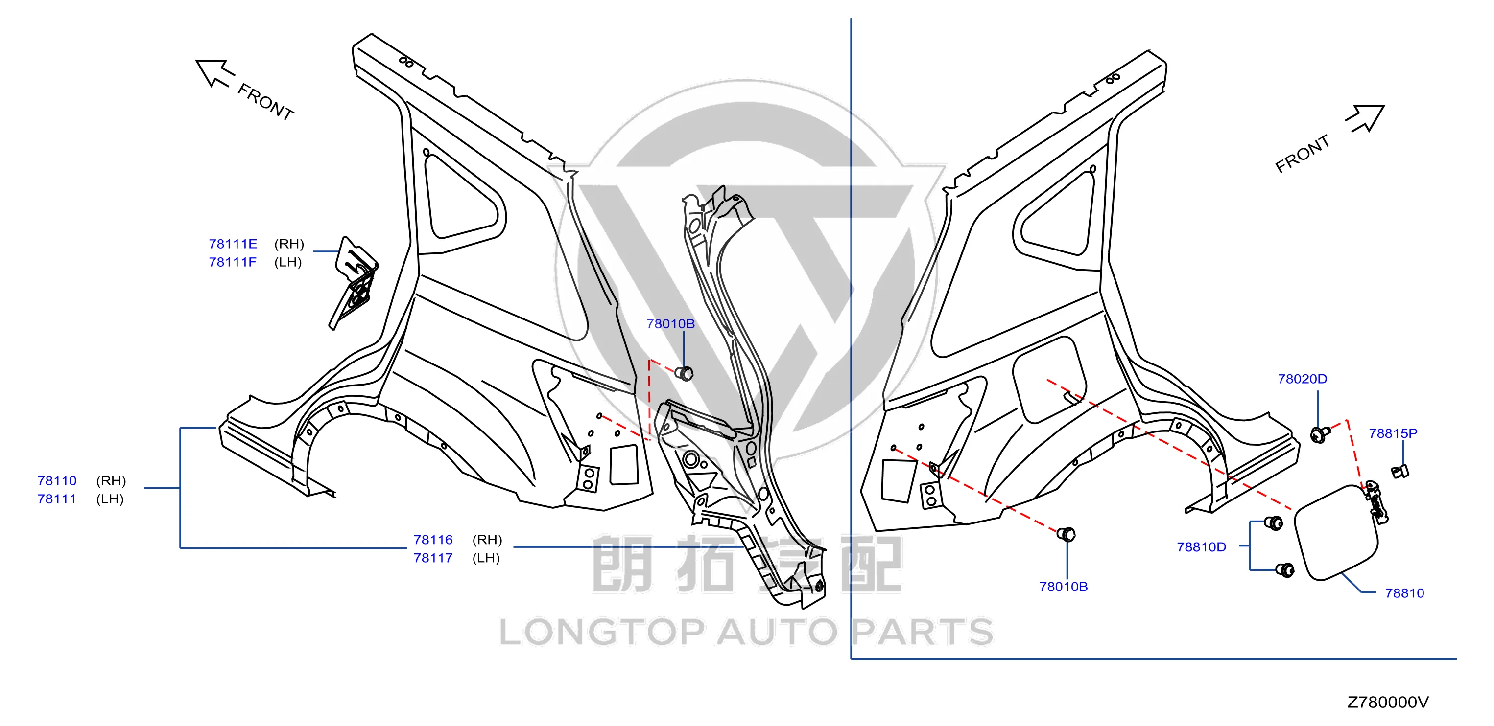 Rear Fender Left G8101-DF3AA G8101DF3AA for Nissan