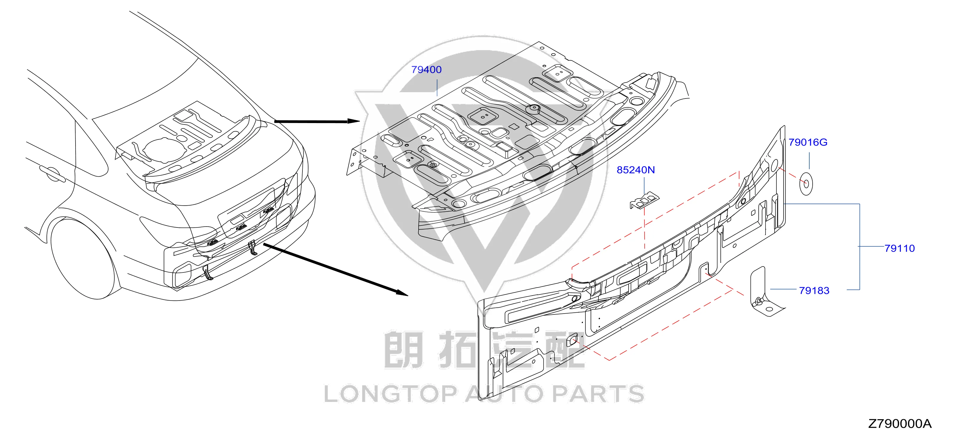 Rear Panel G9110-3AWME G91103AWME for Nissan