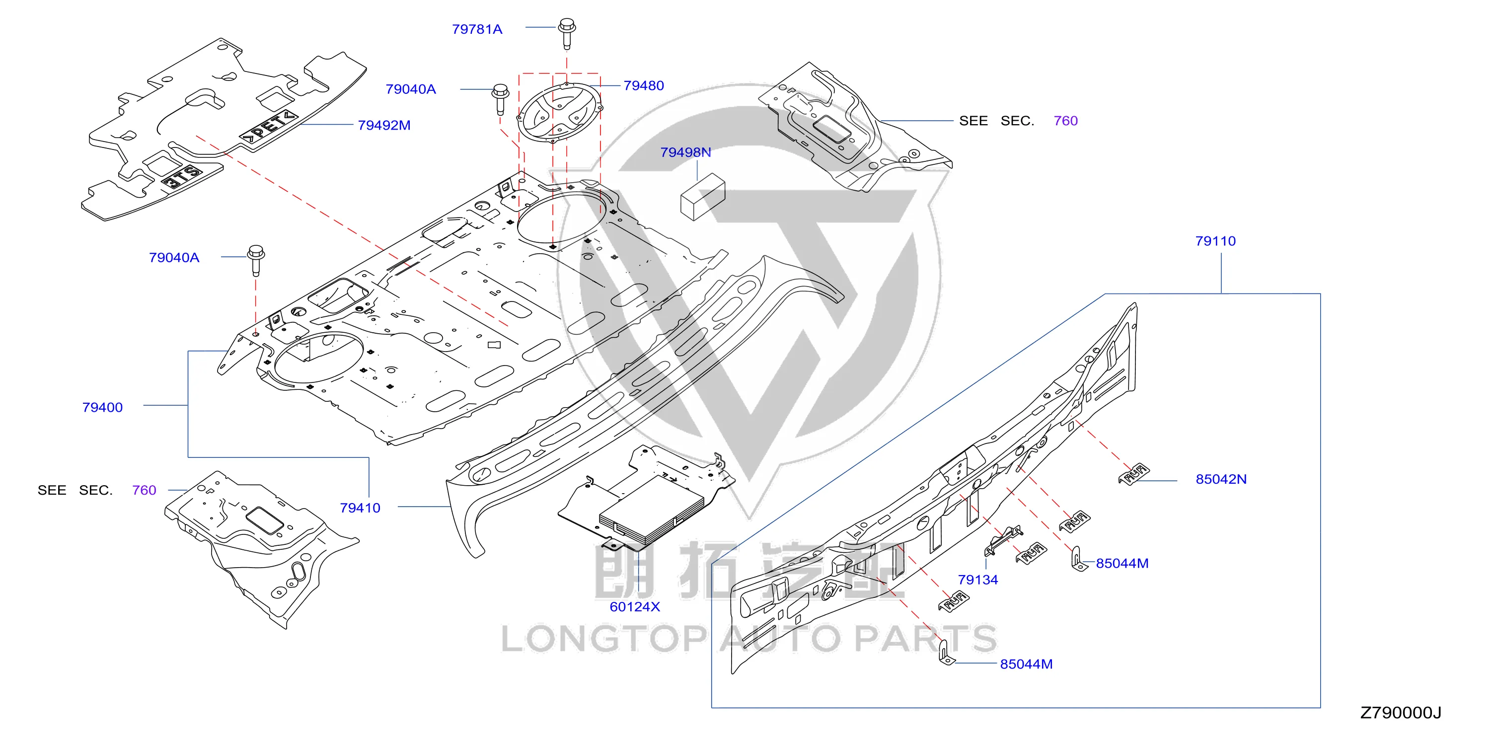 Rear Panel G9110-3TSMA G91103TSMA for Nissan