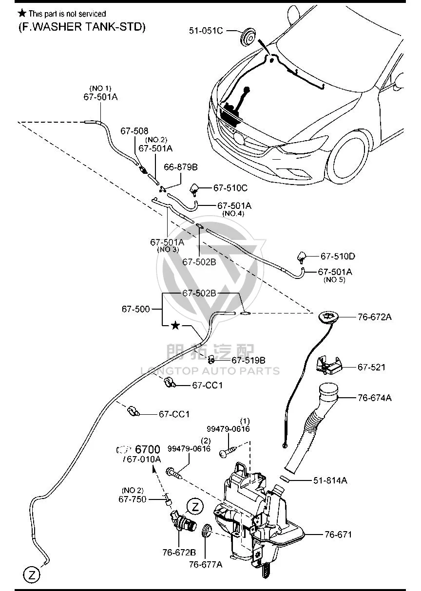 Front Windshield Washer Fluid Reservoir GHP96-74810 GHP9674810 for Mazda MAZDA6