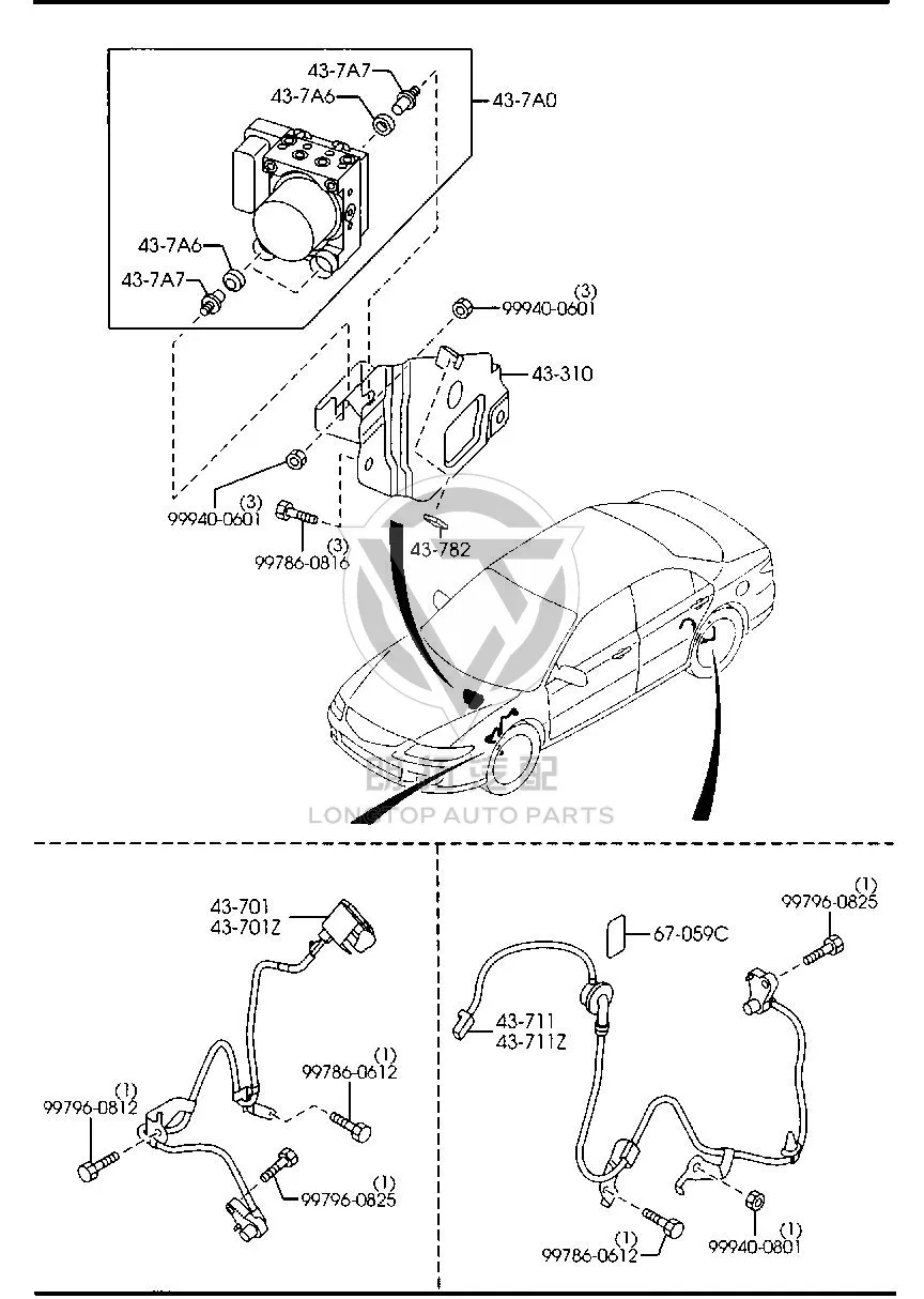 ABS Front Wheel Sensor GJ6A4-373XE GJ6A4373XE for Mazda MAZDA6