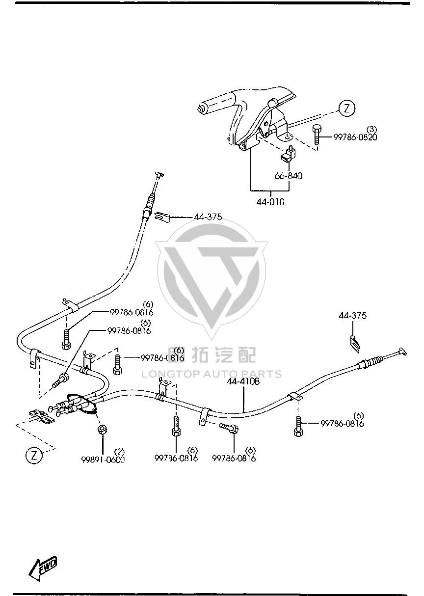 Parking brake cable GJ6A4-4410C GJ6A44410C for Mazda Mazda6