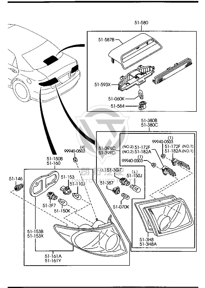 Outer Tail Lamp Assembly (Left) GJ6A5-1160E GJ6A51160E for Mazda MAZDA6