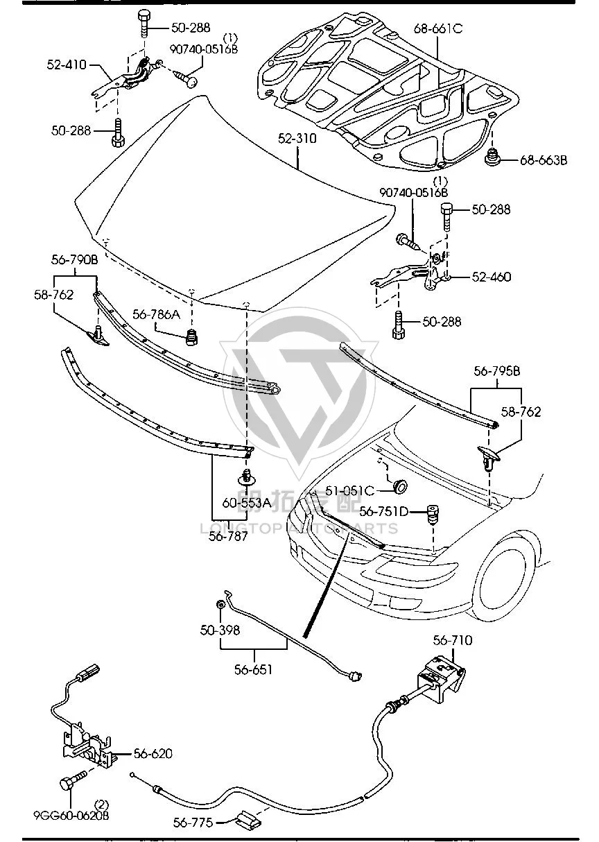 Front Hood Lock Assembly GJ6E5-6620F GJ6E56620F for Mazda MAZDA6
