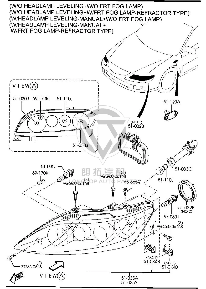 Front Headlight Subassembly (Left) GJYA5-10L00 GJYA510L00 for Mazda Mazda6