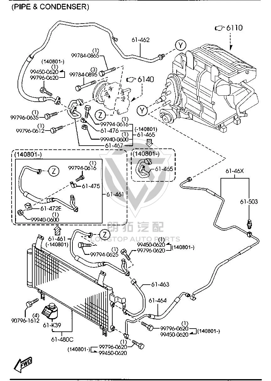 Condenser GJYG6-148Z GJYG6148Z for Mazda MAZDA6