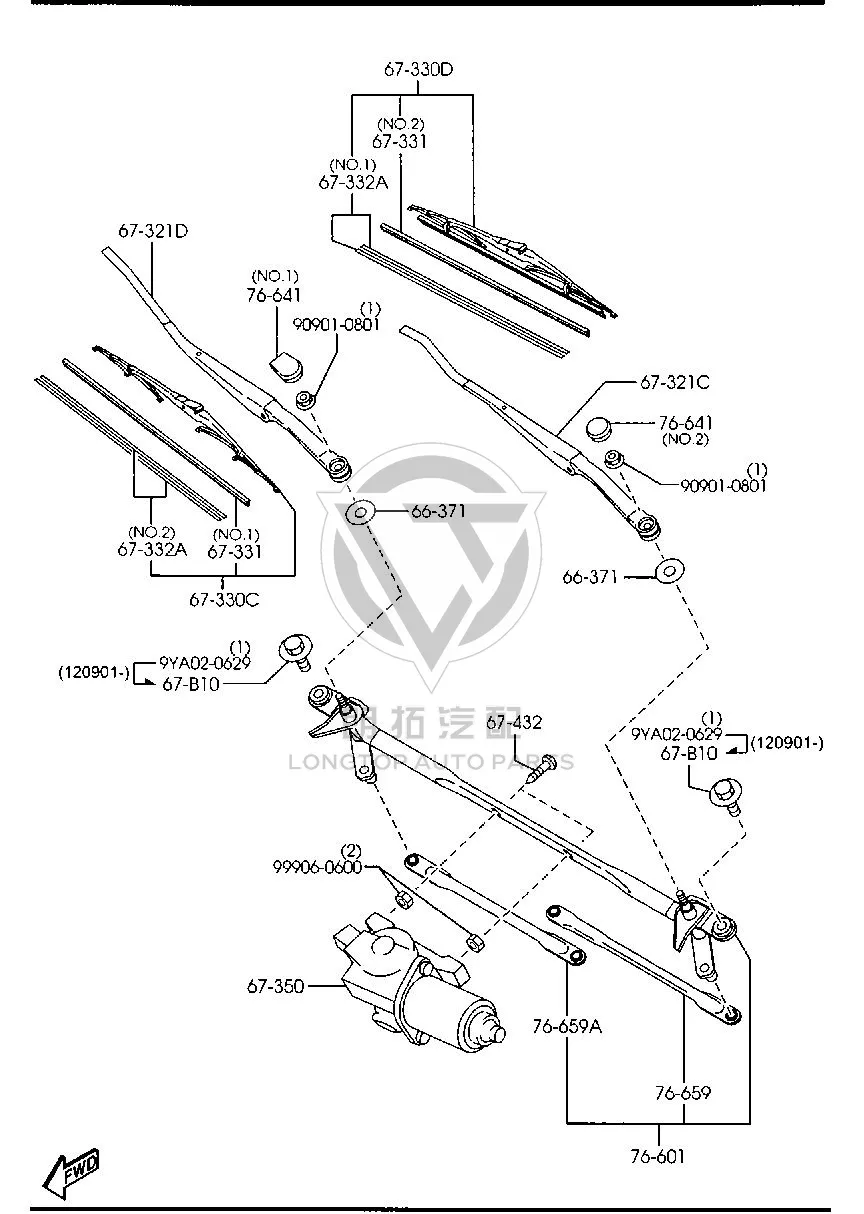 Front windshield wiper blade (left) GP9A6-7330 GP9A67330 for Mazda Mazda6