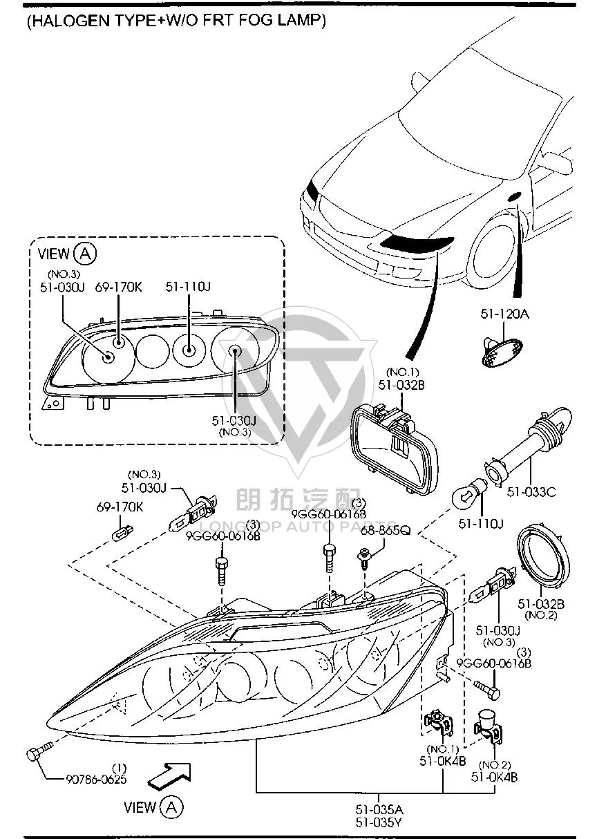 Front Headlight Subassembly (Left) GRYA5-10L00 GRYA510L00 for Mazda Mazda6