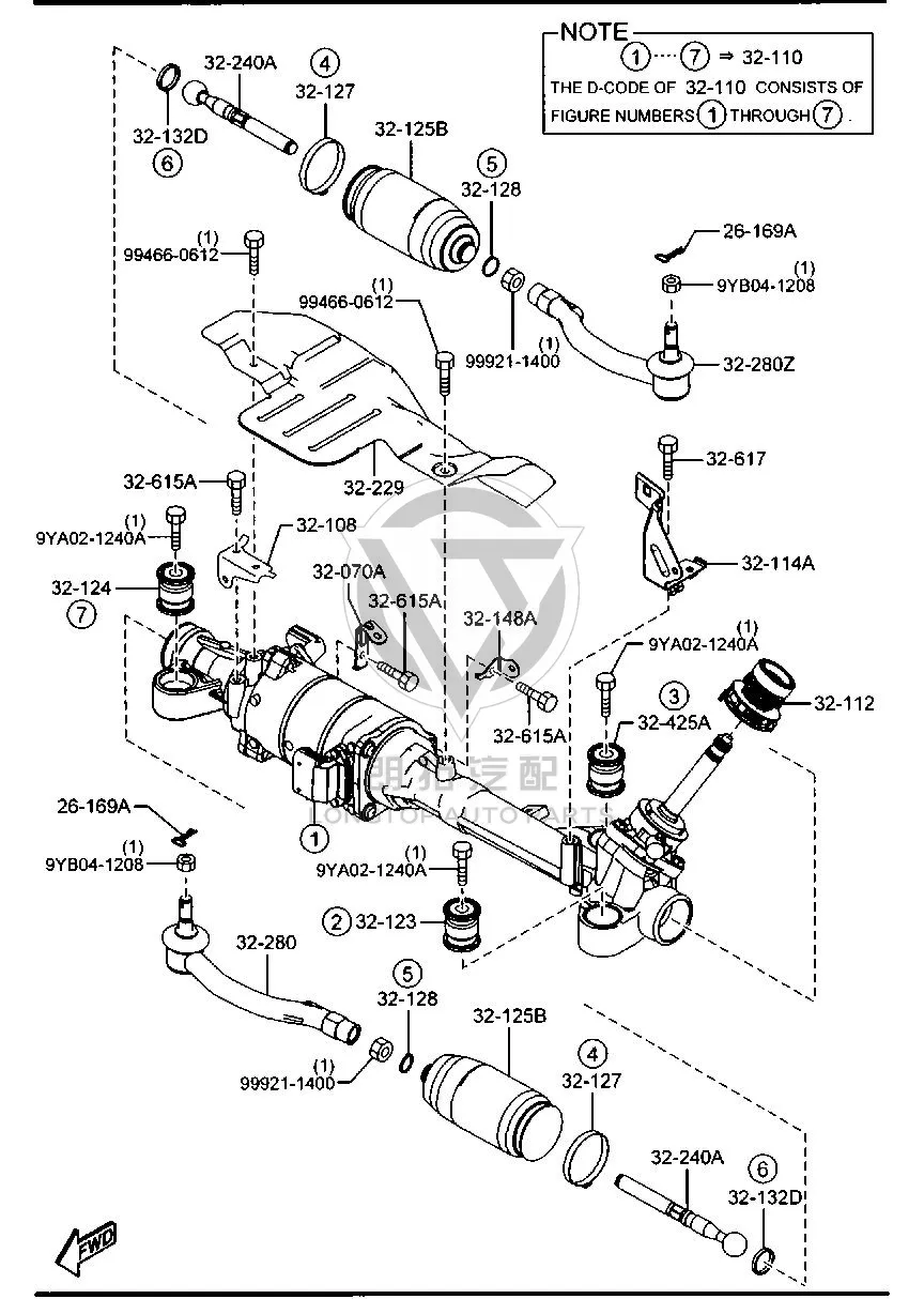 Steering Gear GS1D3-2110 GS1D32110 for Mazda Mazda6