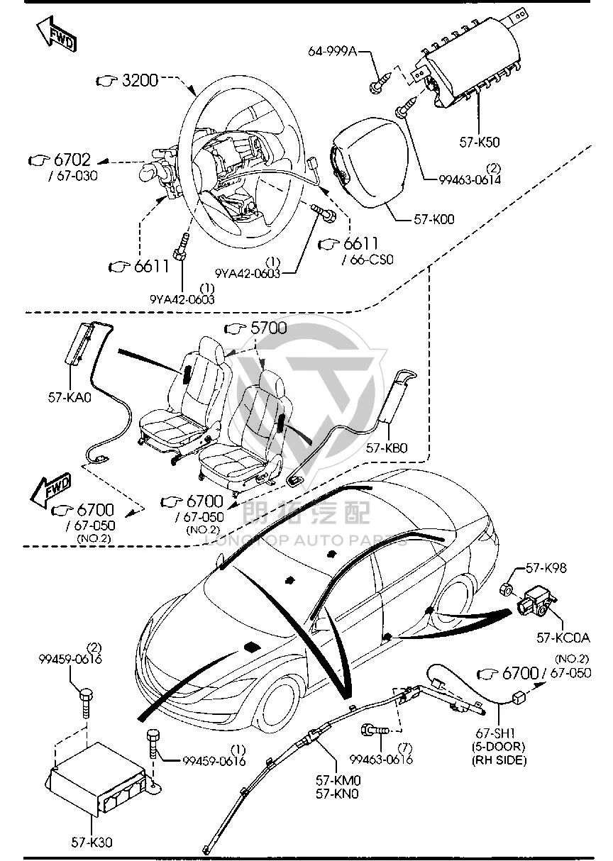 Airbag Computer GS1D5-7K30A GS1D57K30A for Mazda Mazda6