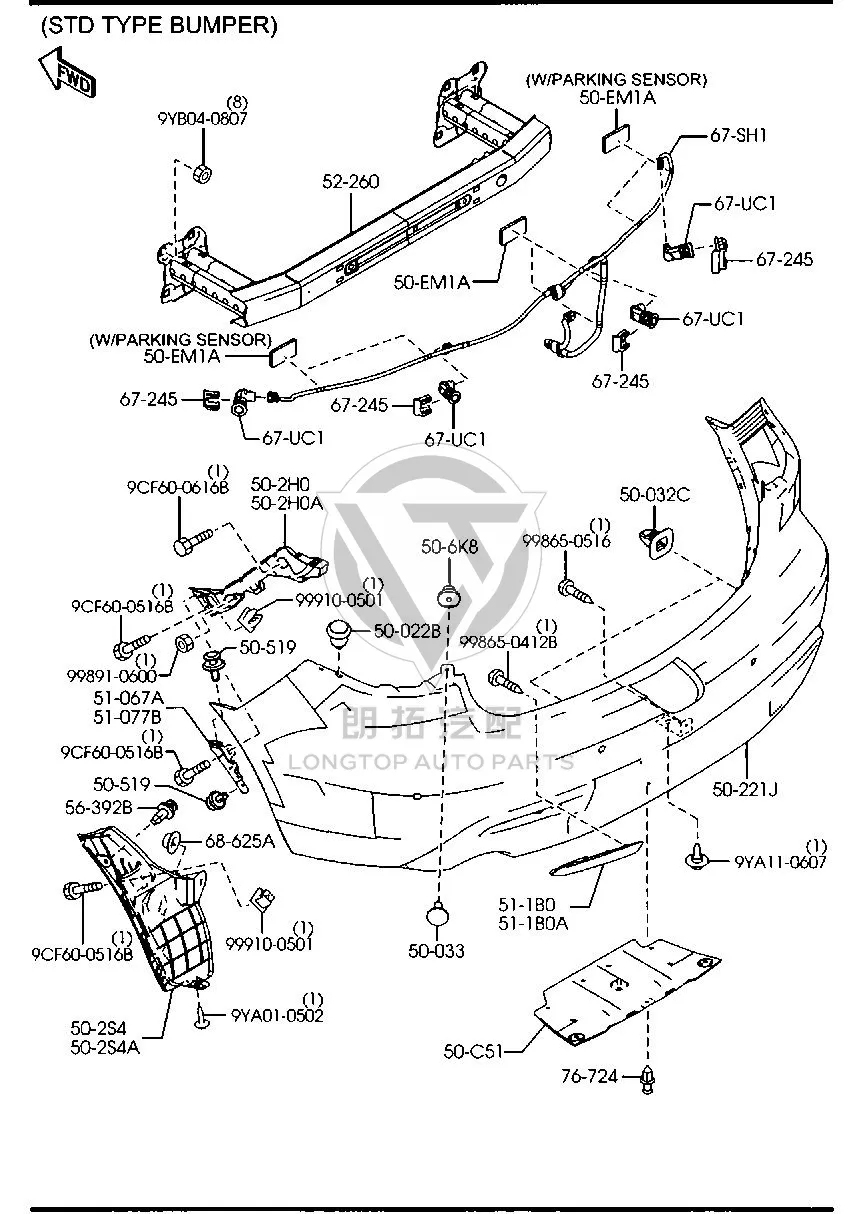Rear Bumper Radar Sensor GS1D6-7UC1A GS1D67UC1A for Mazda MAZDA6