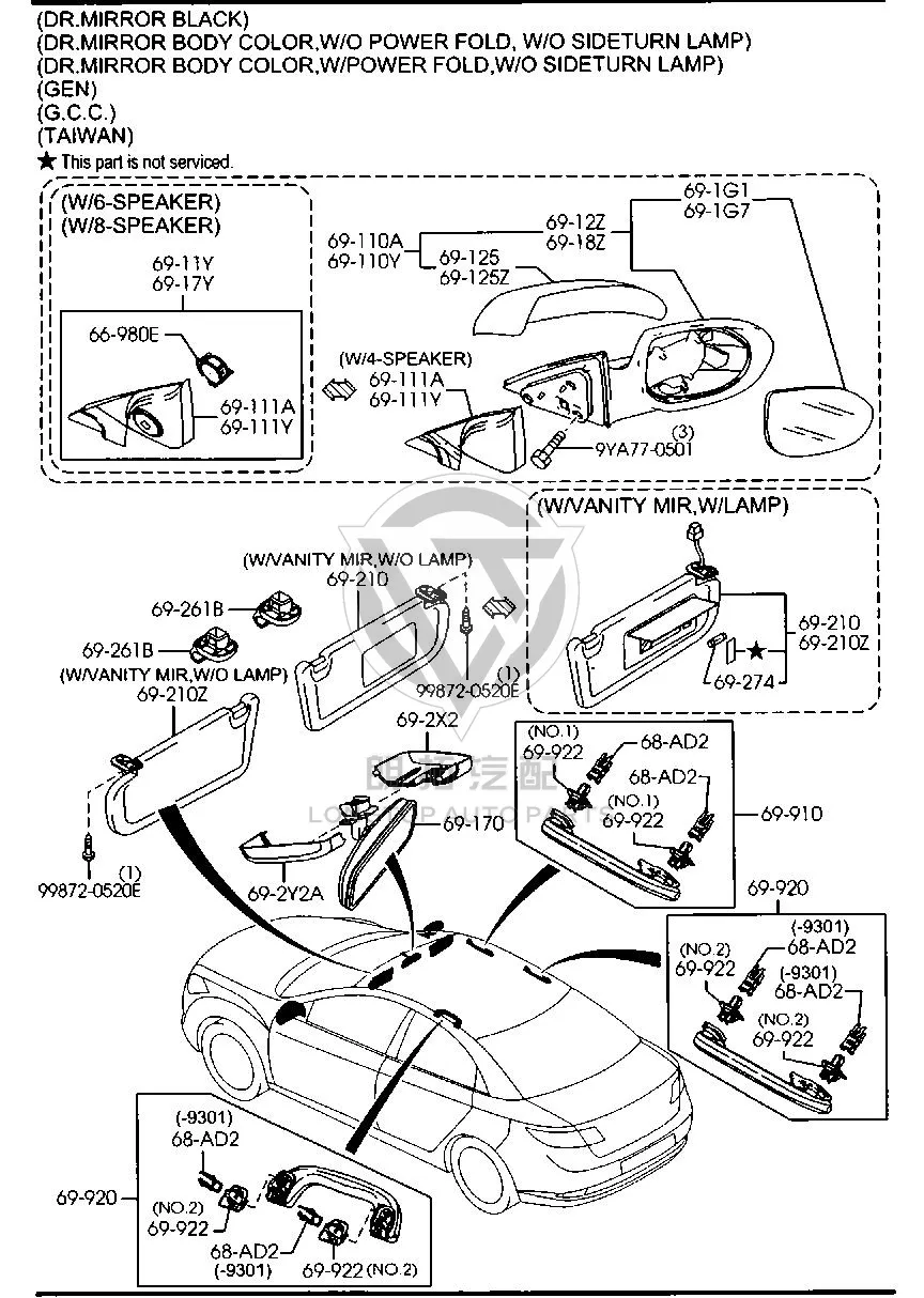 Interior Rearview Mirror GS1D6-9220C GS1D69220C for Mazda MAZDA6