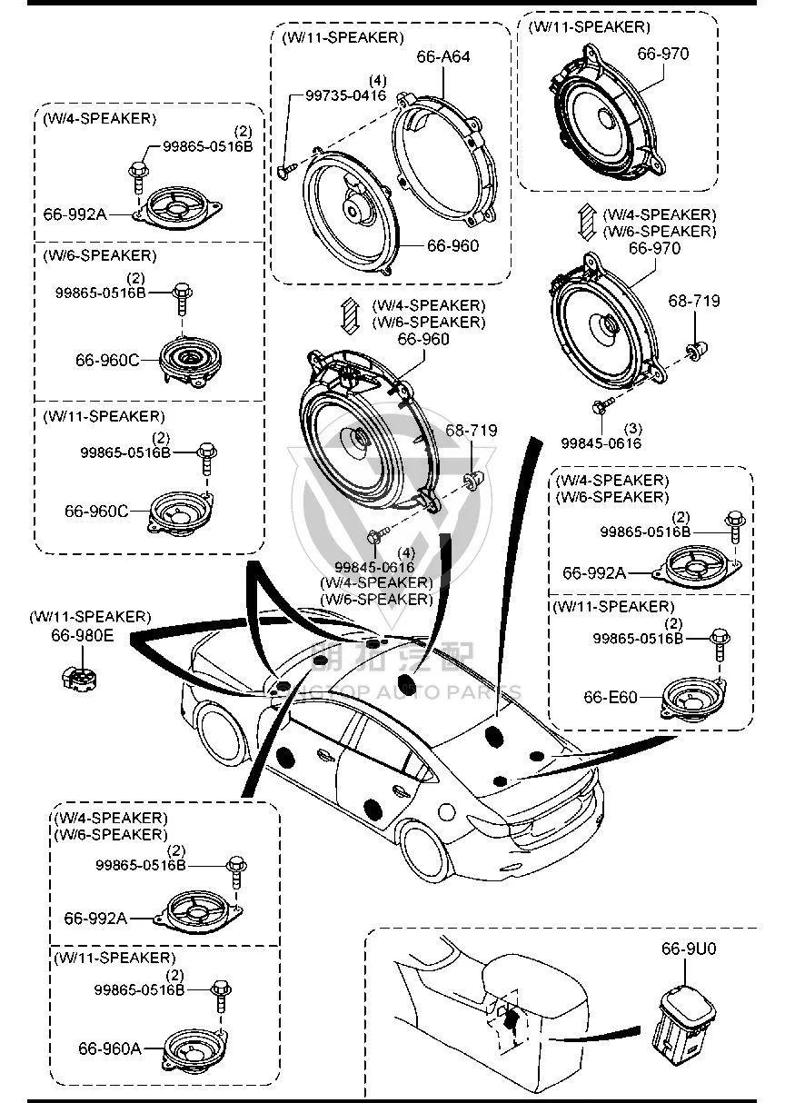 Dashboard Speaker (Left) KD476-6960 KD4766960 for Mazda MAZDA6
