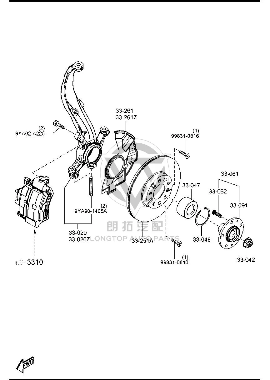 Front Wheel Bearing GV7D3-3047B GV7D33047B for Mazda MAZDA6