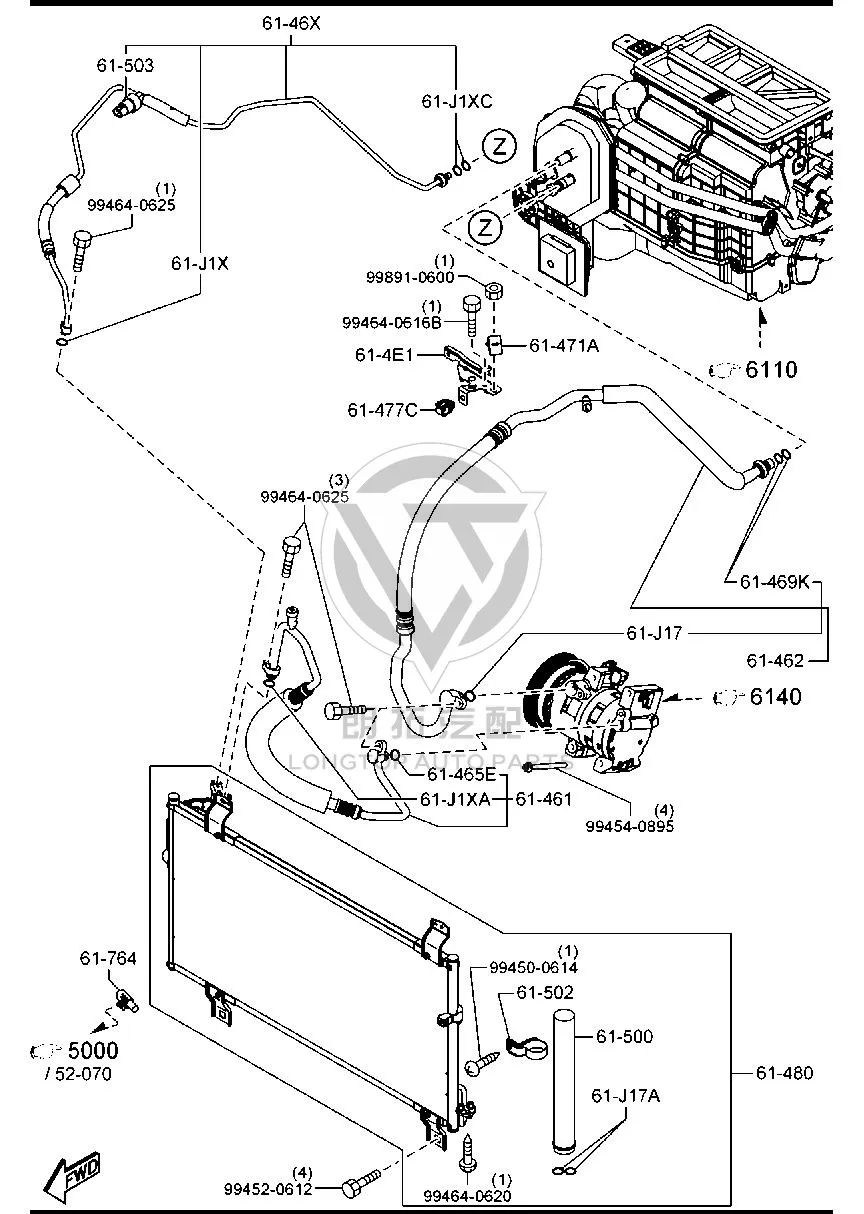 Condenser GV7D6-1480A GV7D61480A for Mazda Mazda6