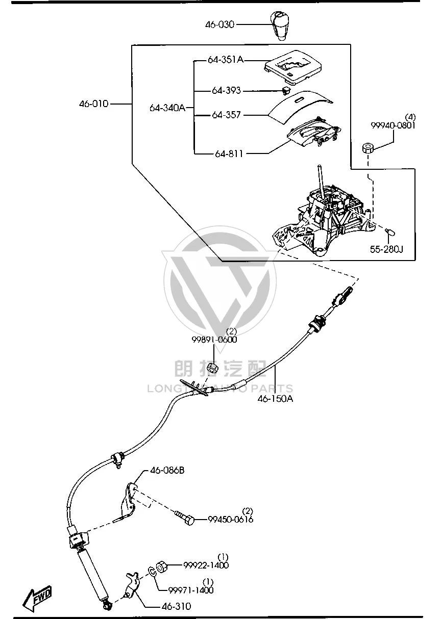 Transmission shift cable GV7E4-65000 GV7E465000 for Mazda Mazda6