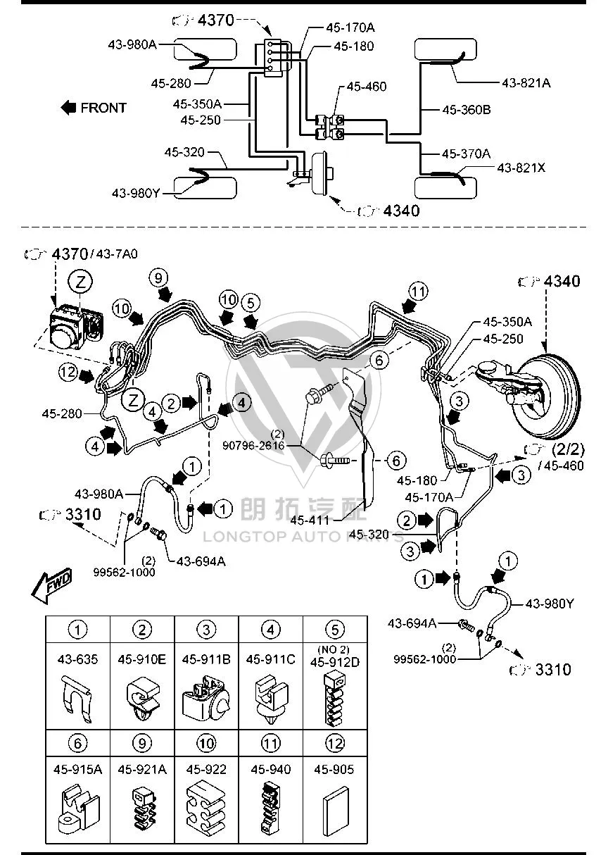 Rear brake line (left) GV9A4-5370 GV9A45370 for Mazda Mazda6 Atenza