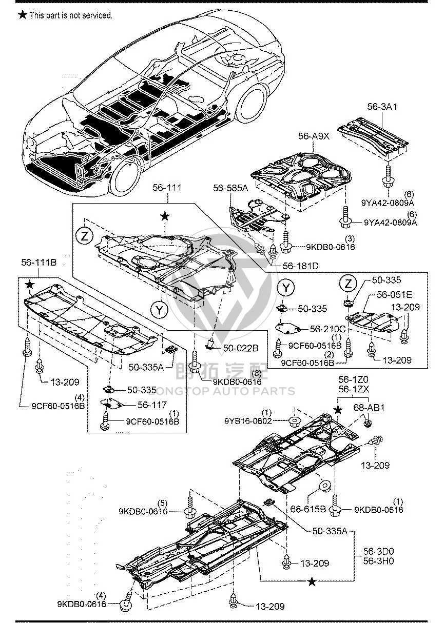 Engine Underbody Guard (Rear) GV9A5-6110A GV9A56110A for Mazda MAZDA6 ATENZA