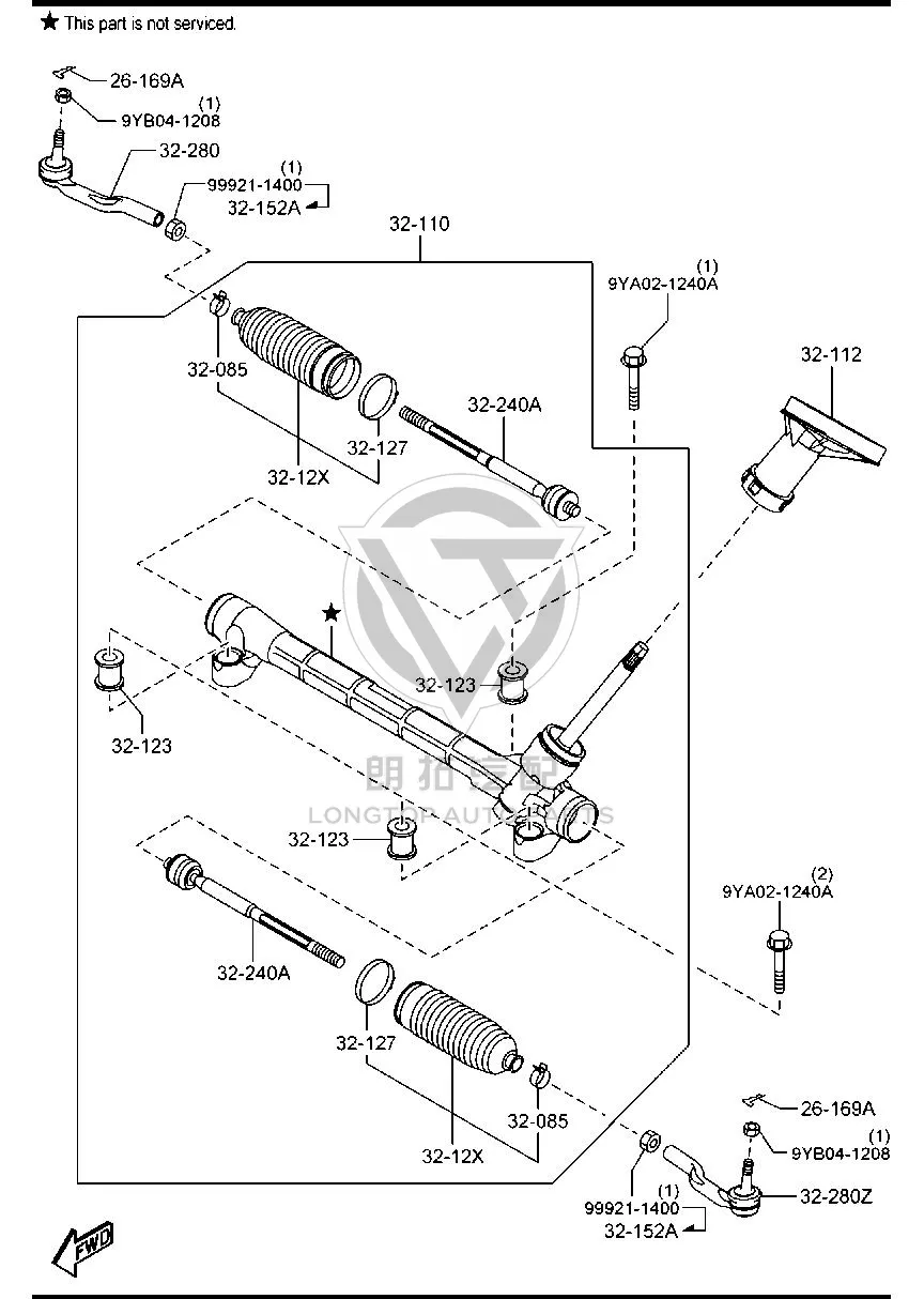 Steering gear GV9B3-2110B GV9B32110B for Mazda MAZDA6 ATENZA