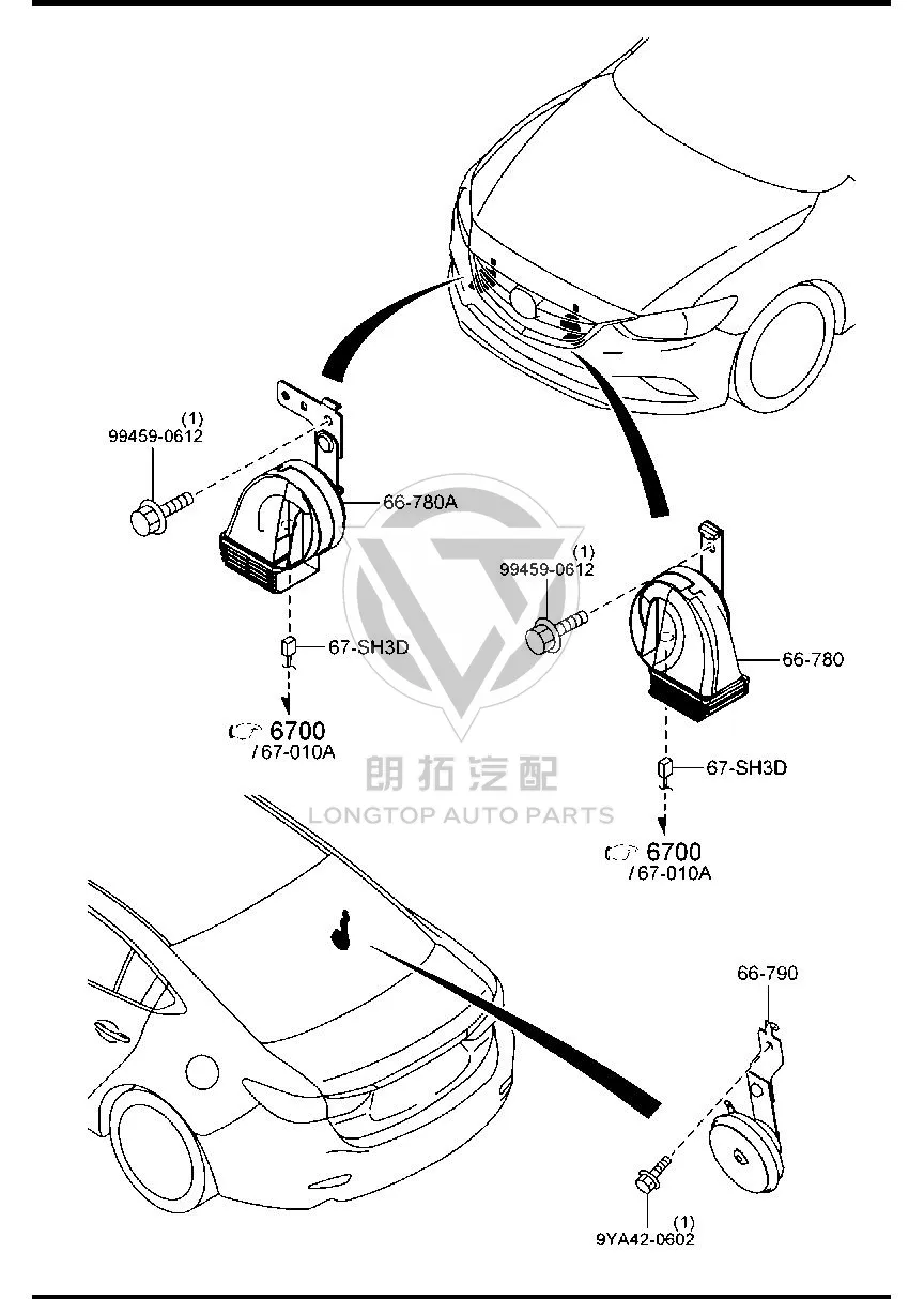 Anti-theft Horn GV9B6-679Y GV9B6679Y for Mazda Mazda6 Atenza