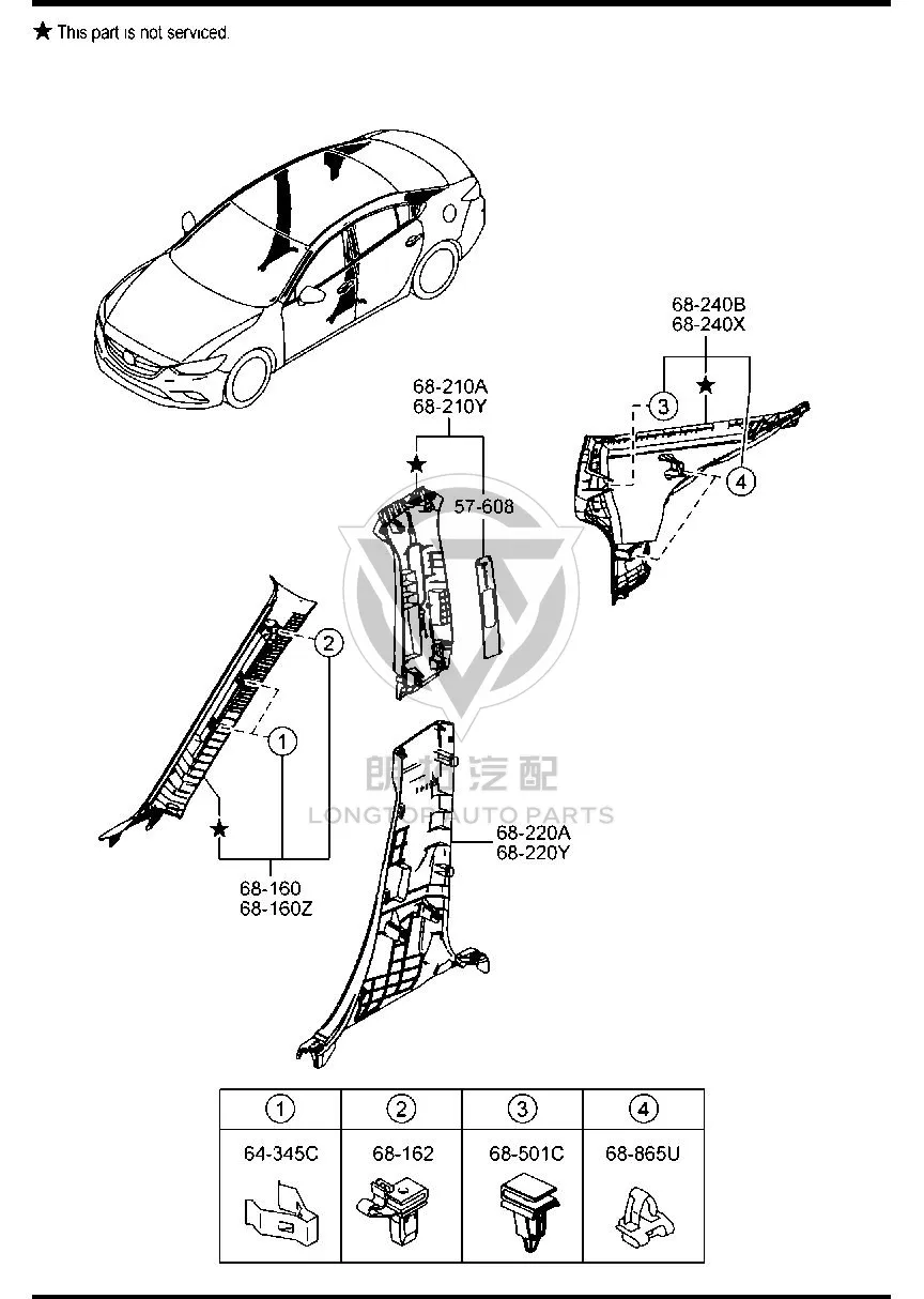 B-pillar Inner Trim (Upper Right) GV9B-68190 GV9B68190 for Mazda MAZDA6 ATENZA