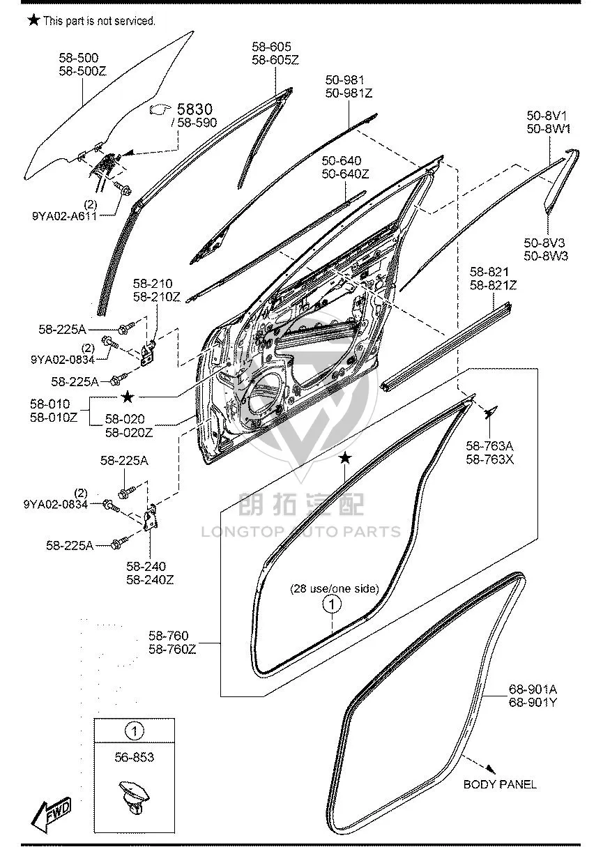 Front door outer glass trim (upper left) GW8T5-0985 GW8T50985 for Mazda CX-4