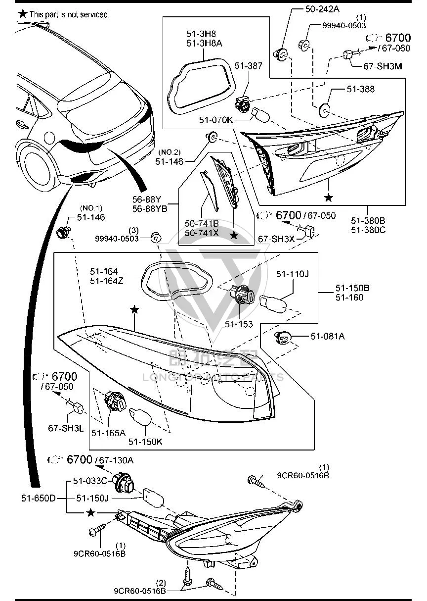 Outer Tail Lamp Assembly GV9S5-1160A GV9S51160A for Mazda CX-4