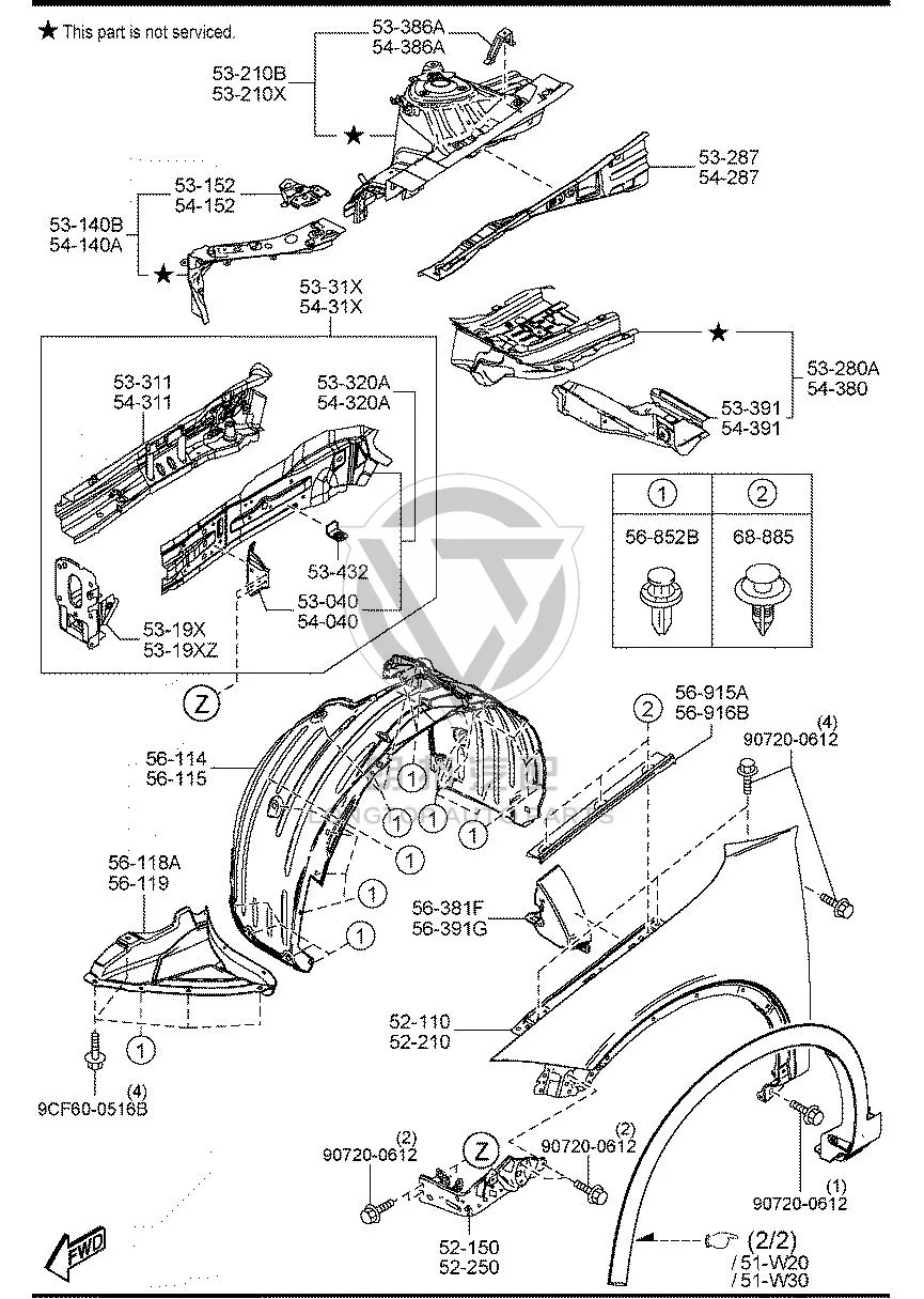 Front Fender Lining Bracket (LH) GW8T5-61115 GW8T561115 for Mazda CX-4
