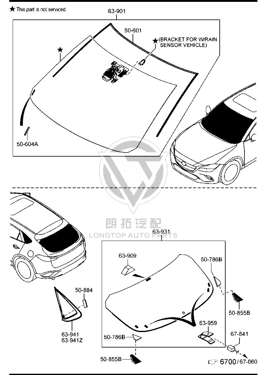 Rear windshield GV9S6-3930 GV9S63930 for Mazda CX-4