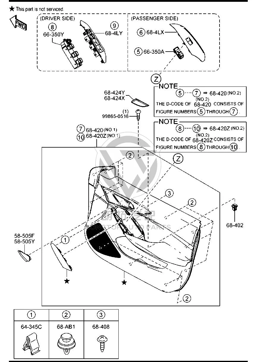 Front door window lift switch (left) GV9S6-6350 GV9S66350 for Mazda CX-4