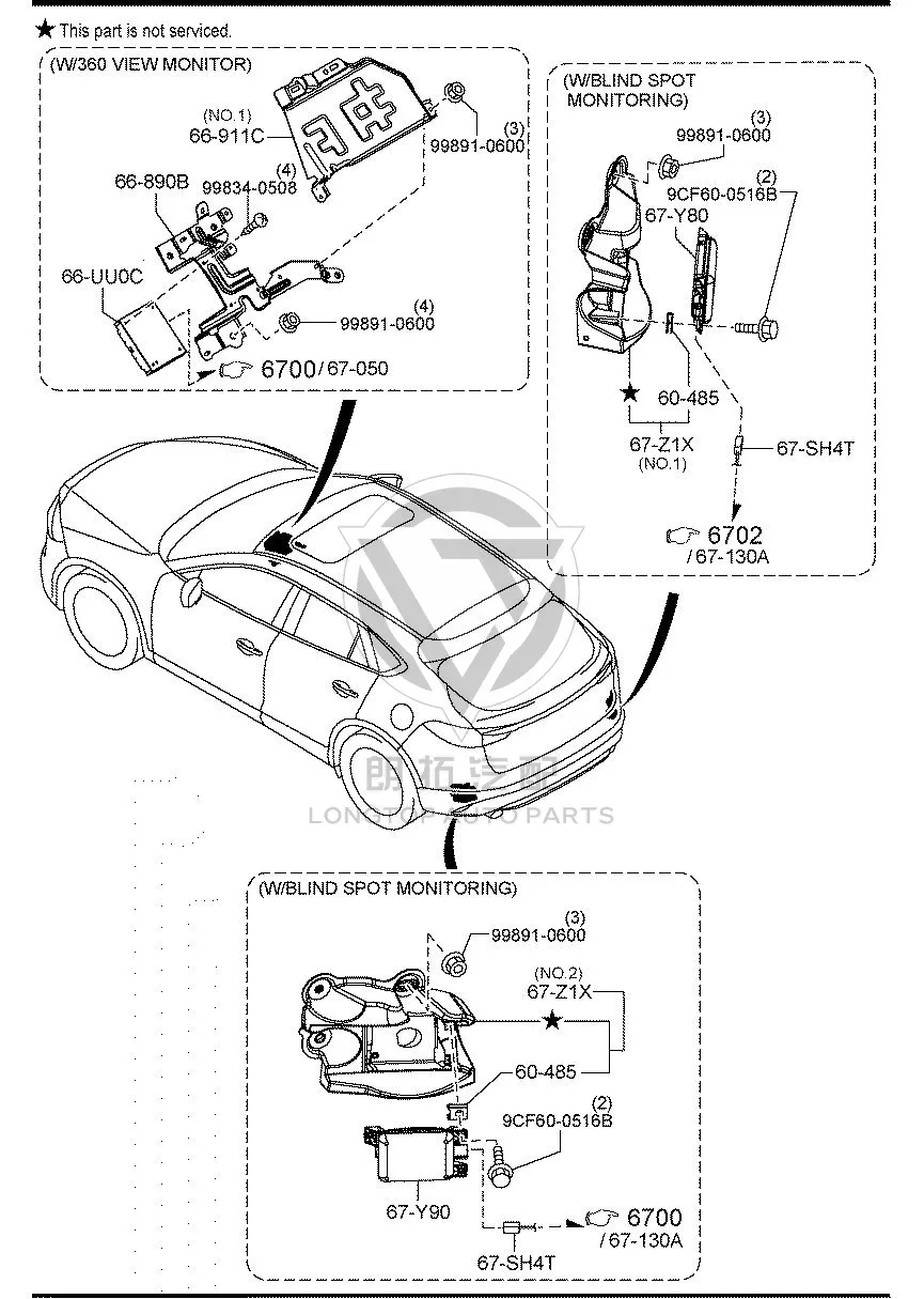 Support for control unit for blind spot recognition (right) GW9A6-7Z4X GW9A67Z4X for Mazda CX-4