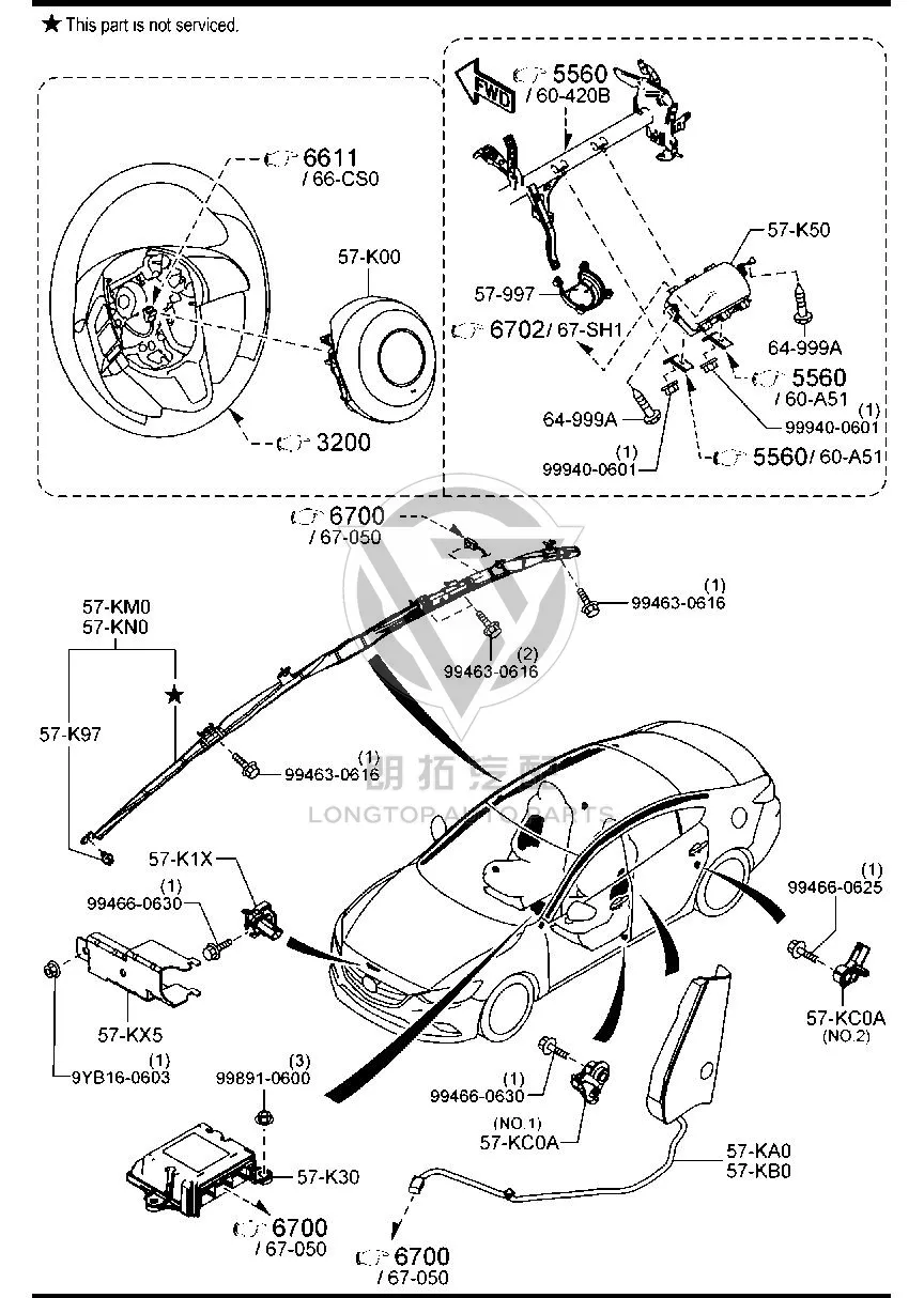 Front Airbag Sensor GV9B5-7K1X GV9B57K1X for Mazda Mazda6