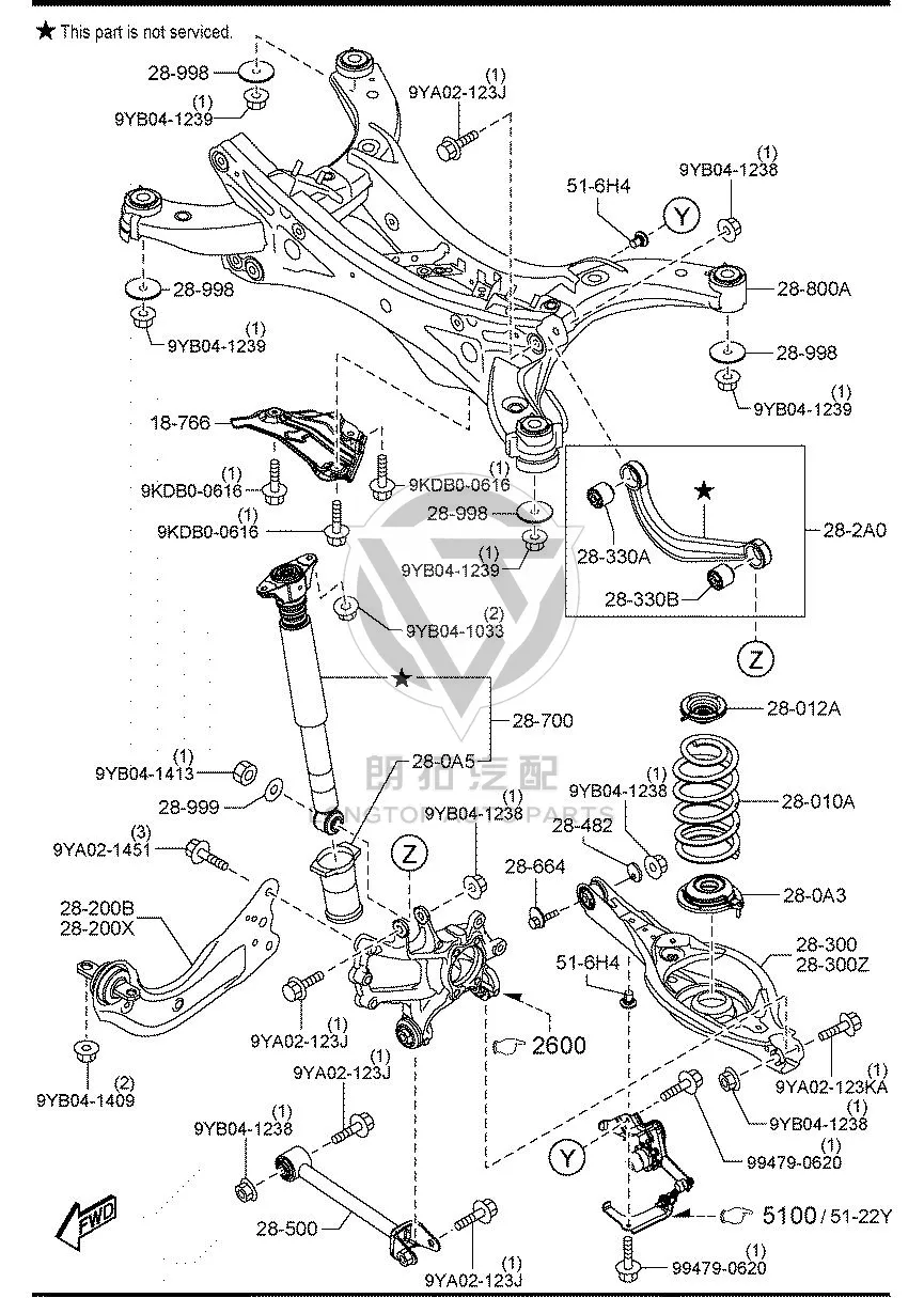 Rear shock absorber assembly GW3J2-8910 GW3J28910 for Mazda Mazda6 Atenza