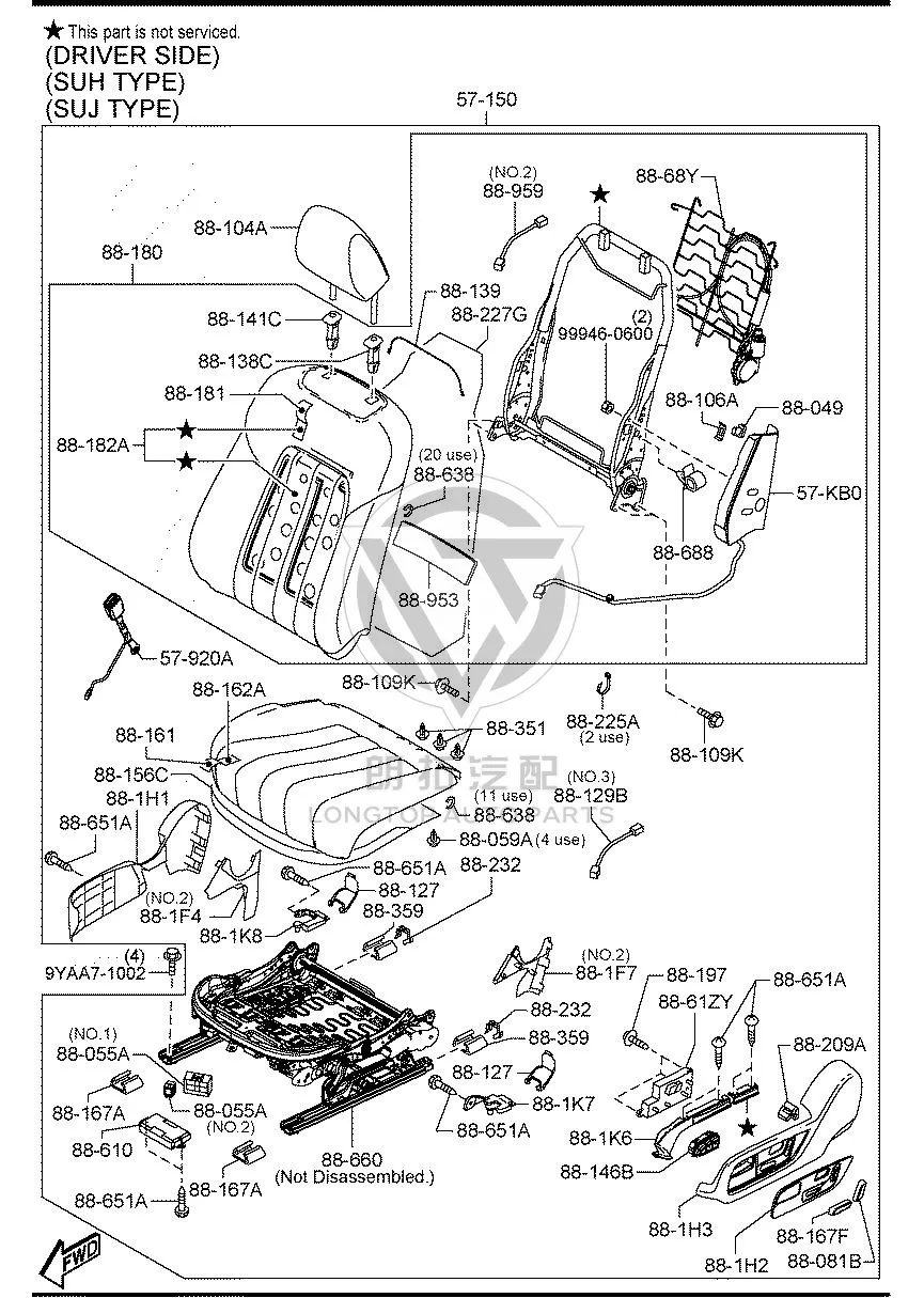 Driver’s seat adjustment switch GW7C8-8158 GW7C88158 for MAZDA MAZDA6 ATENZA