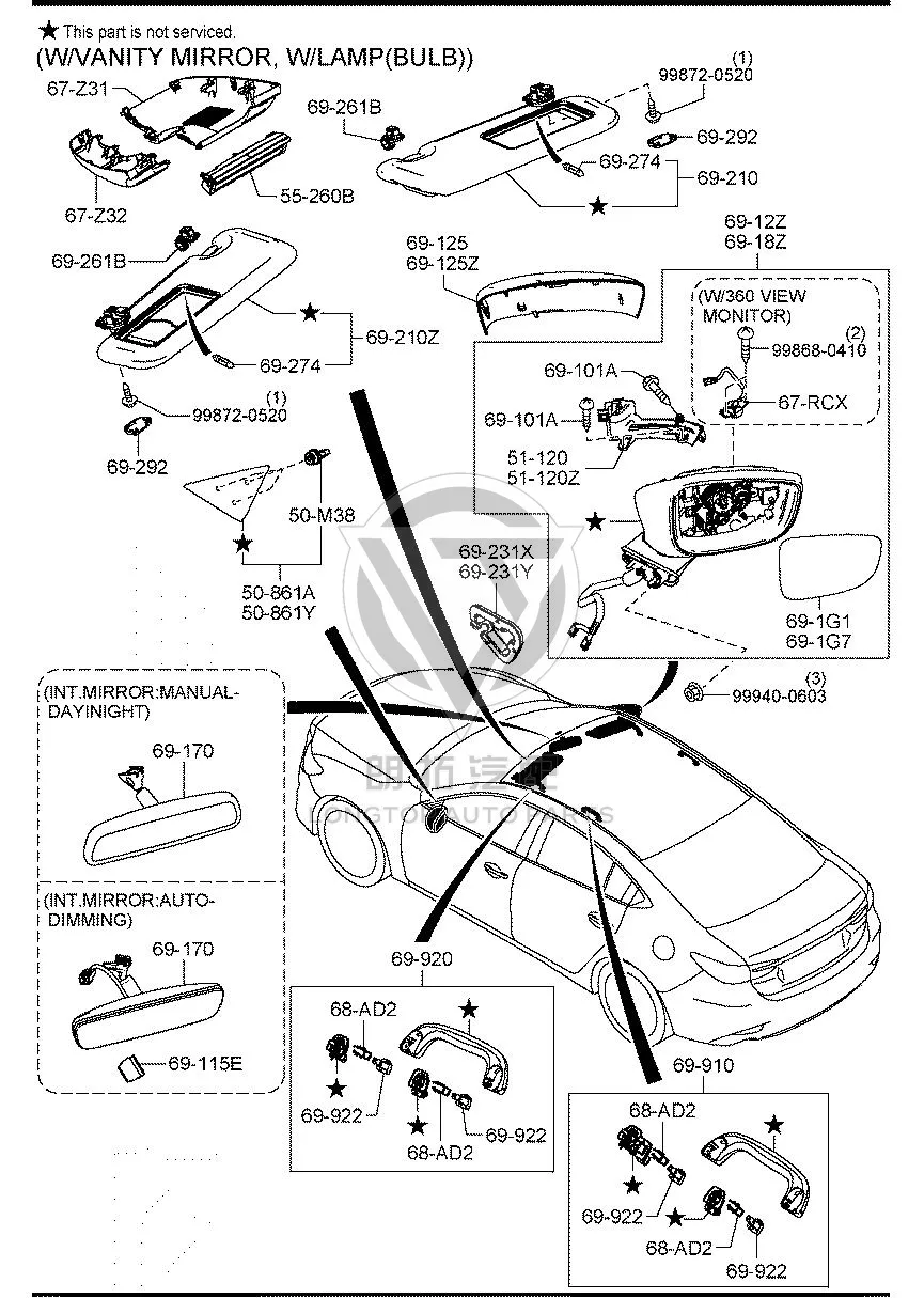 Rear Mirror Half Assembly Left GW7B6-918Z GW7B6918Z for Mazda Mazda6