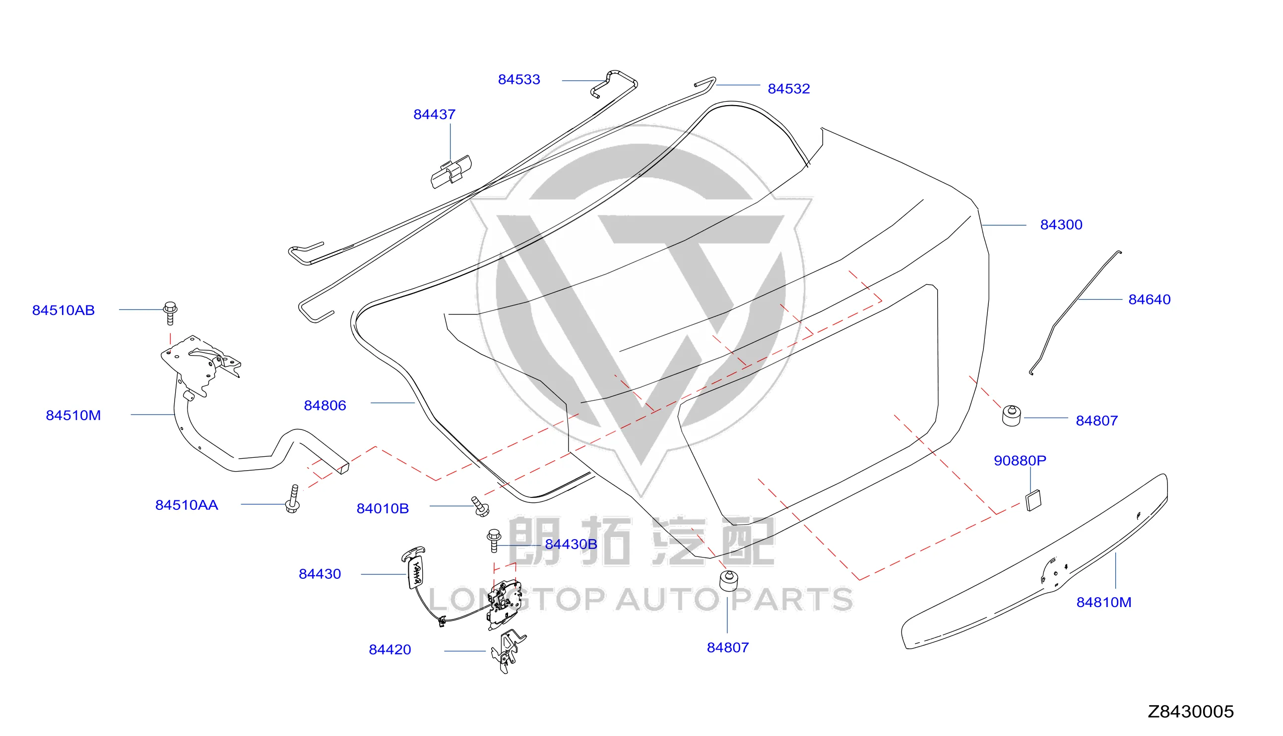 Tailgate Cushion Adhesive Lower 90877-3RA0A 908773RA0A for Nissan