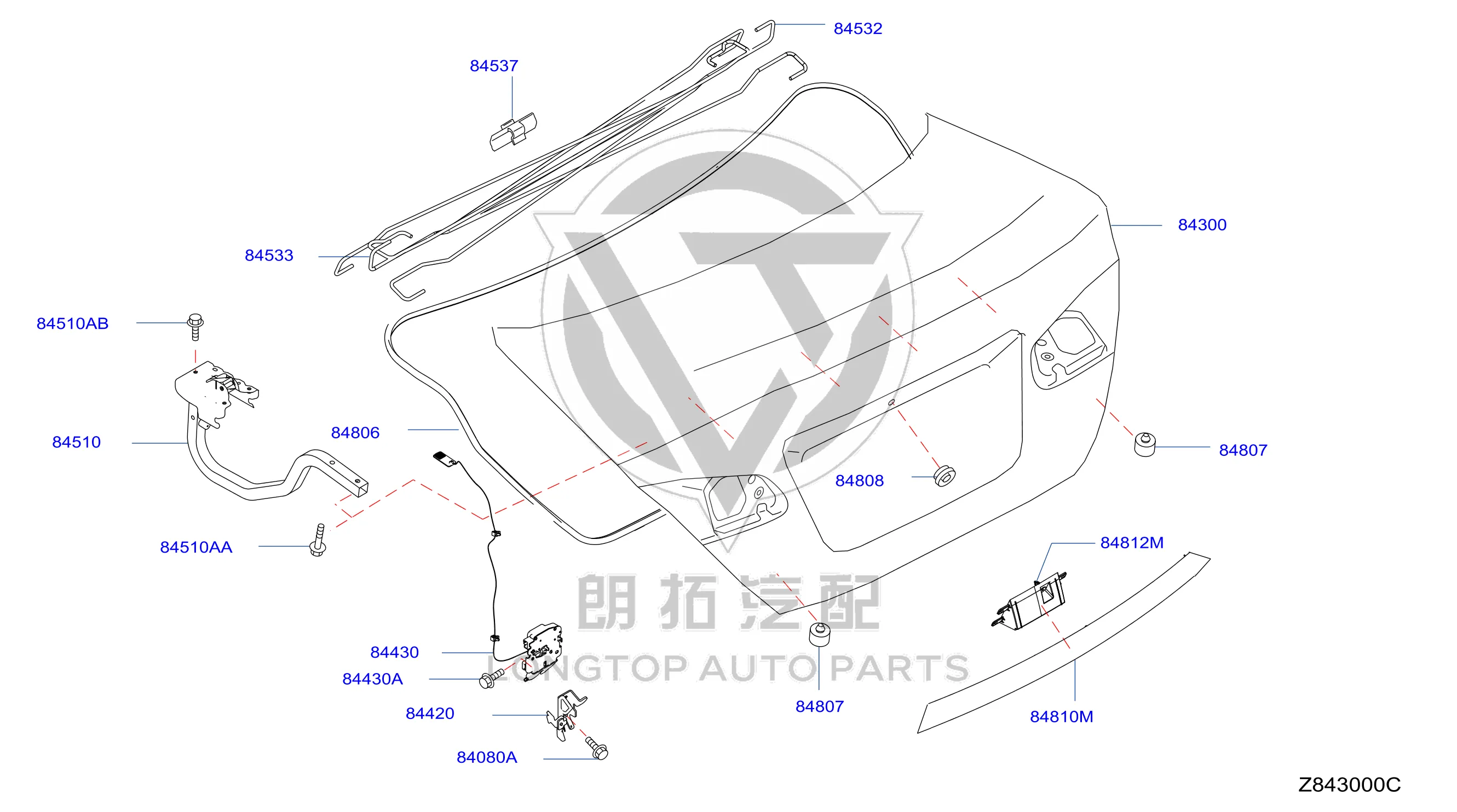Tailgate Seal Strip 84830-5MA0A 848305MA0A for Nissan