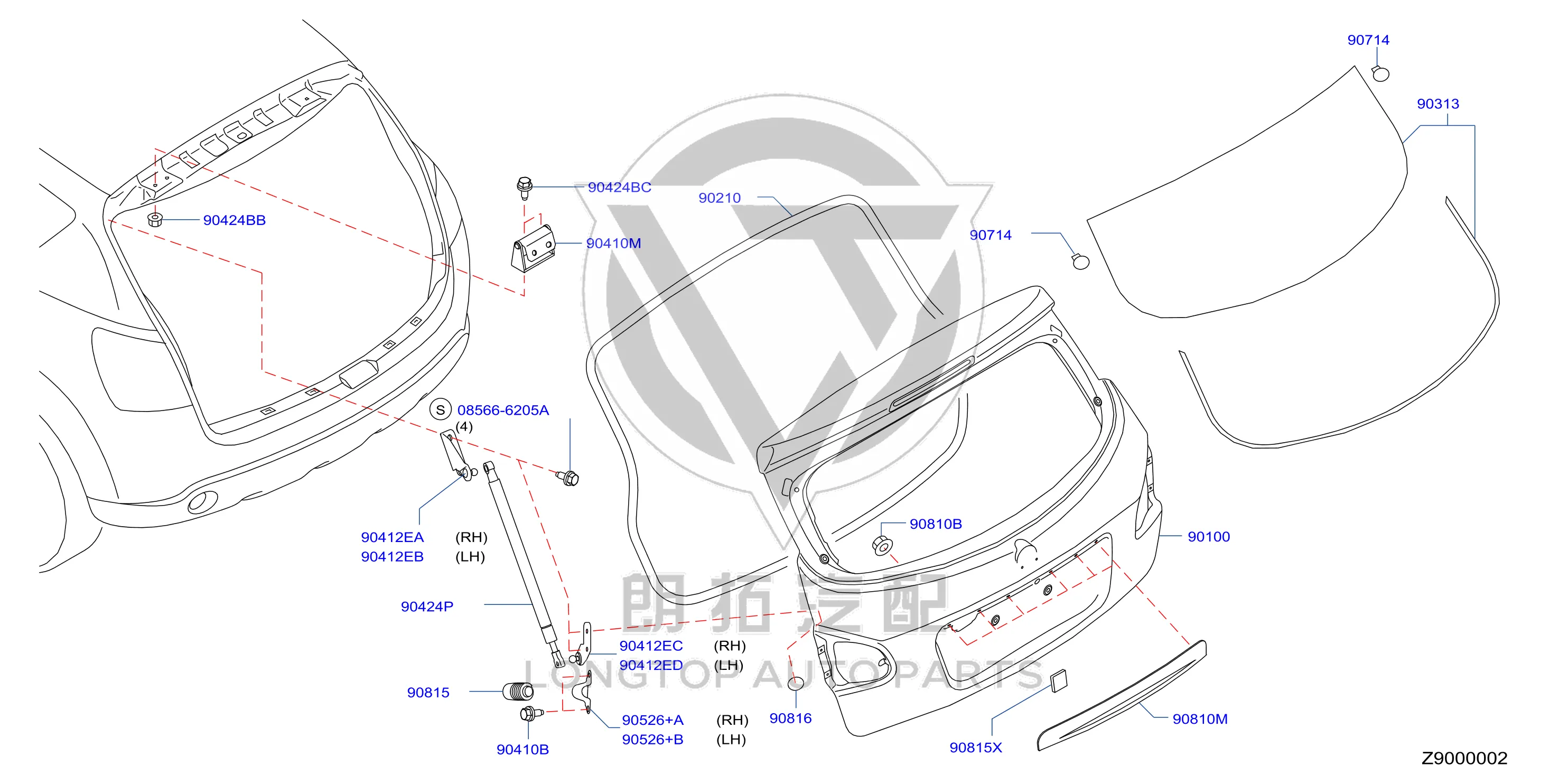 Tailgate Seal Strip 90830-JE20A 90830JE20A for Nissan