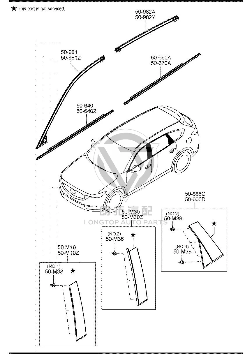 Rear Door Outer Trim Panel K1325-0M50E K13250M50E for Mazda CX-8