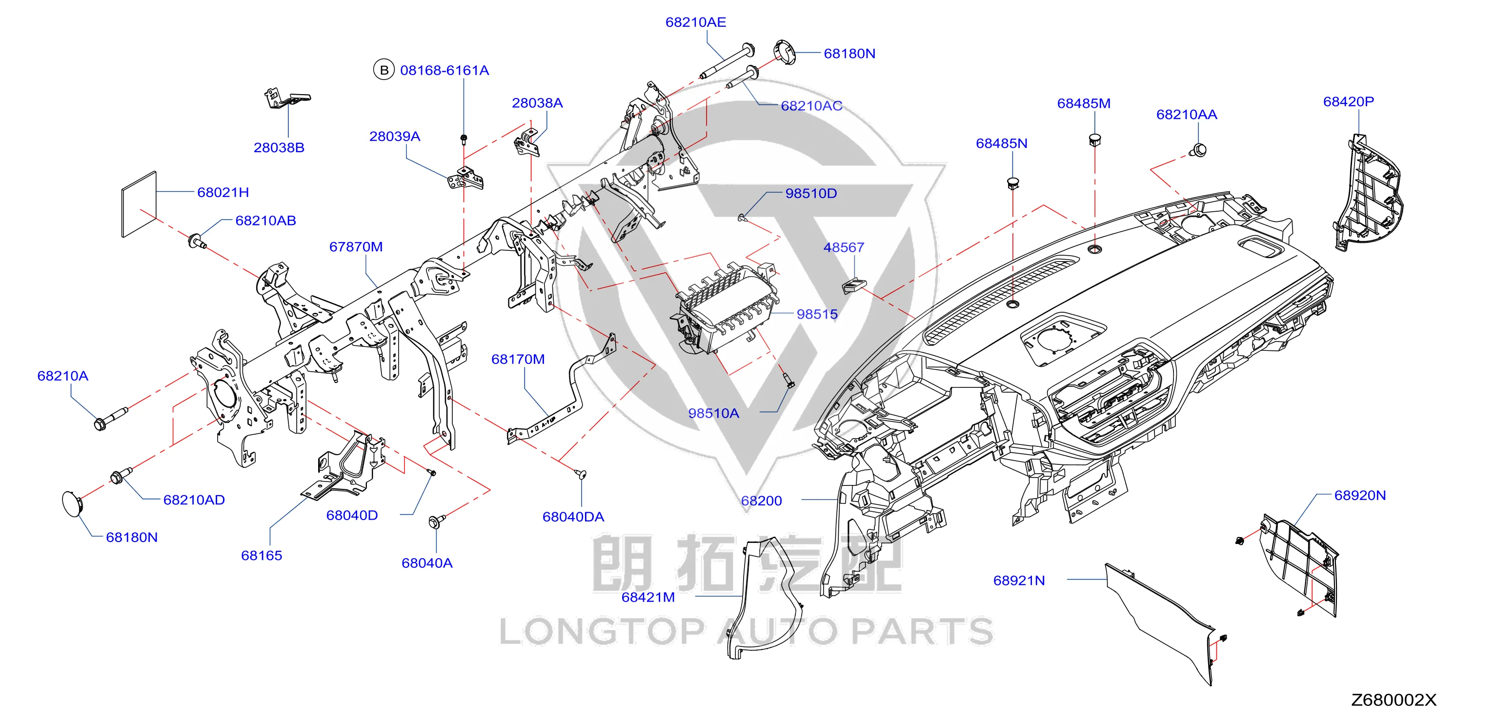 Dashboard Housing 68200-6CT5A 682006CT5A for Nissan