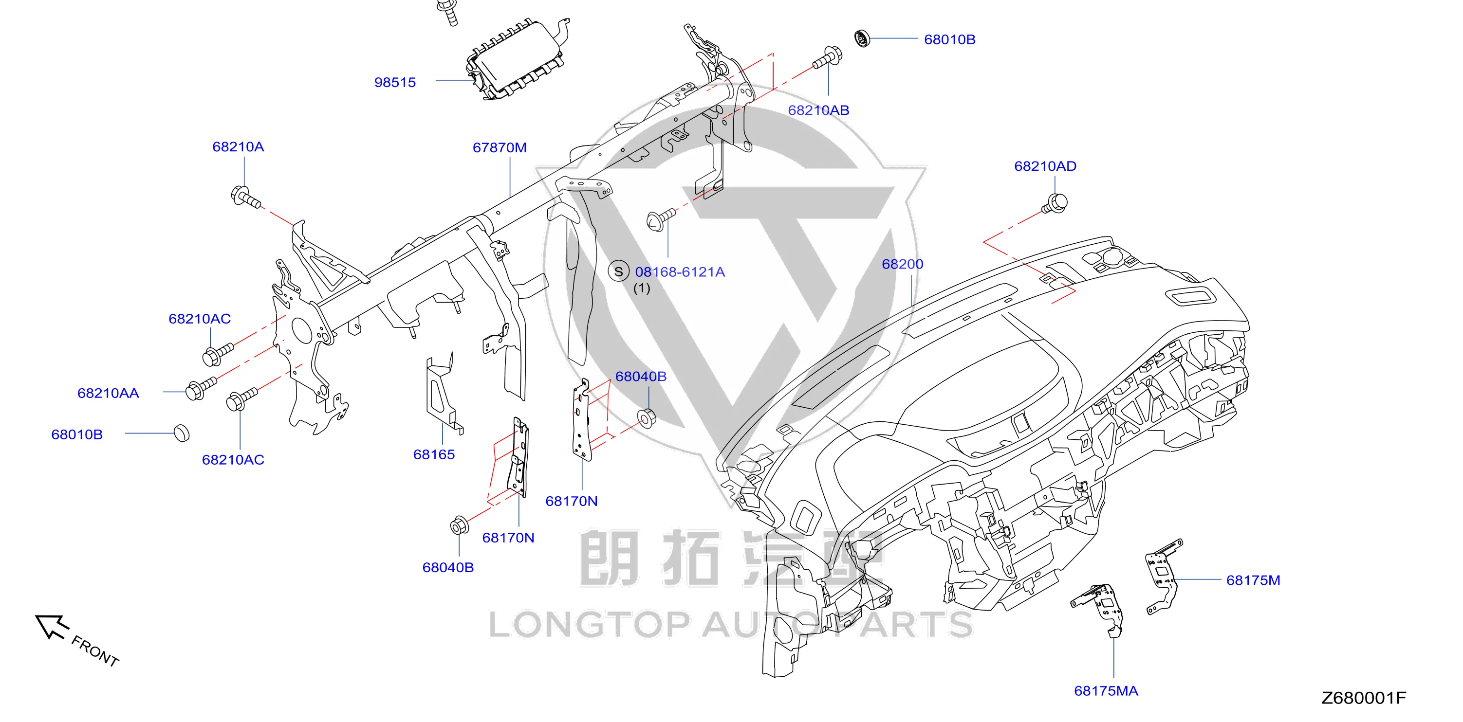 Passenger Side Airbag K851E-7FJ0A K851E7FJ0A for Nissan
